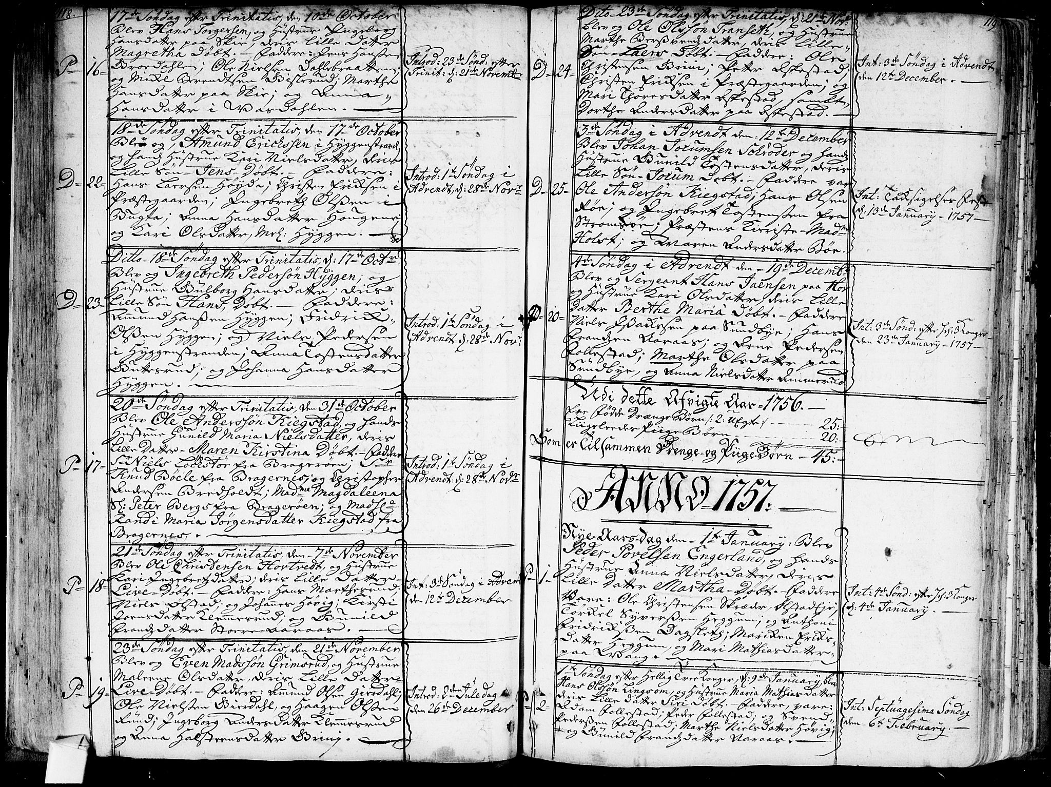 Røyken kirkebøker, SAKO/A-241/G/Ga/L0001: Parish register (copy) no. 1, 1740-1768, p. 118-119