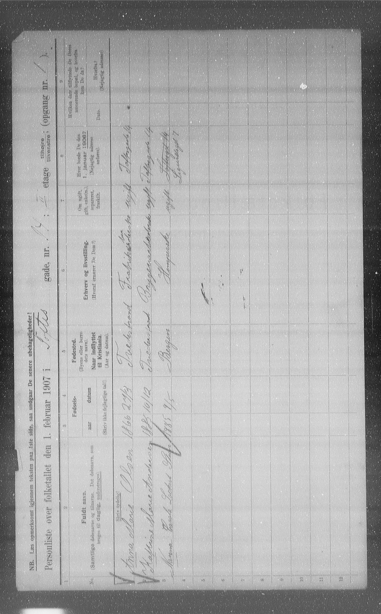 OBA, Municipal Census 1907 for Kristiania, 1907, p. 56682