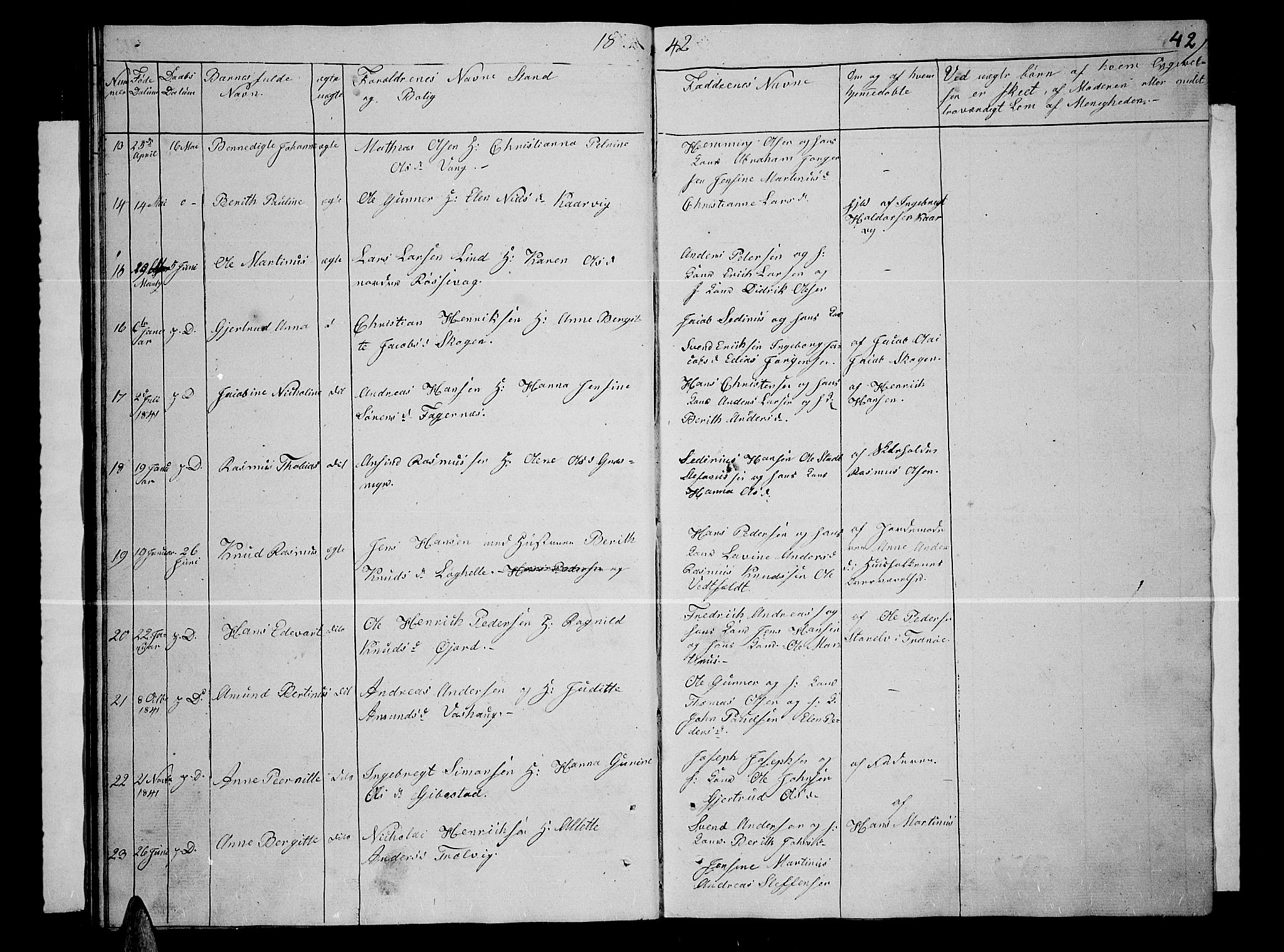 Lenvik sokneprestembete, SATØ/S-1310/H/Ha/Hab/L0002klokker: Parish register (copy) no. 2, 1838-1843, p. 42