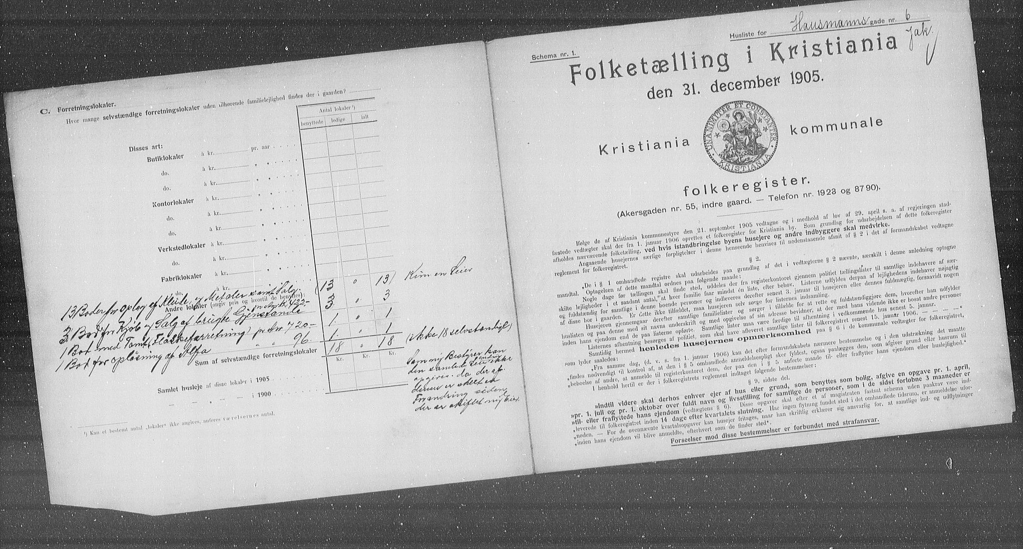 OBA, Municipal Census 1905 for Kristiania, 1905, p. 18283