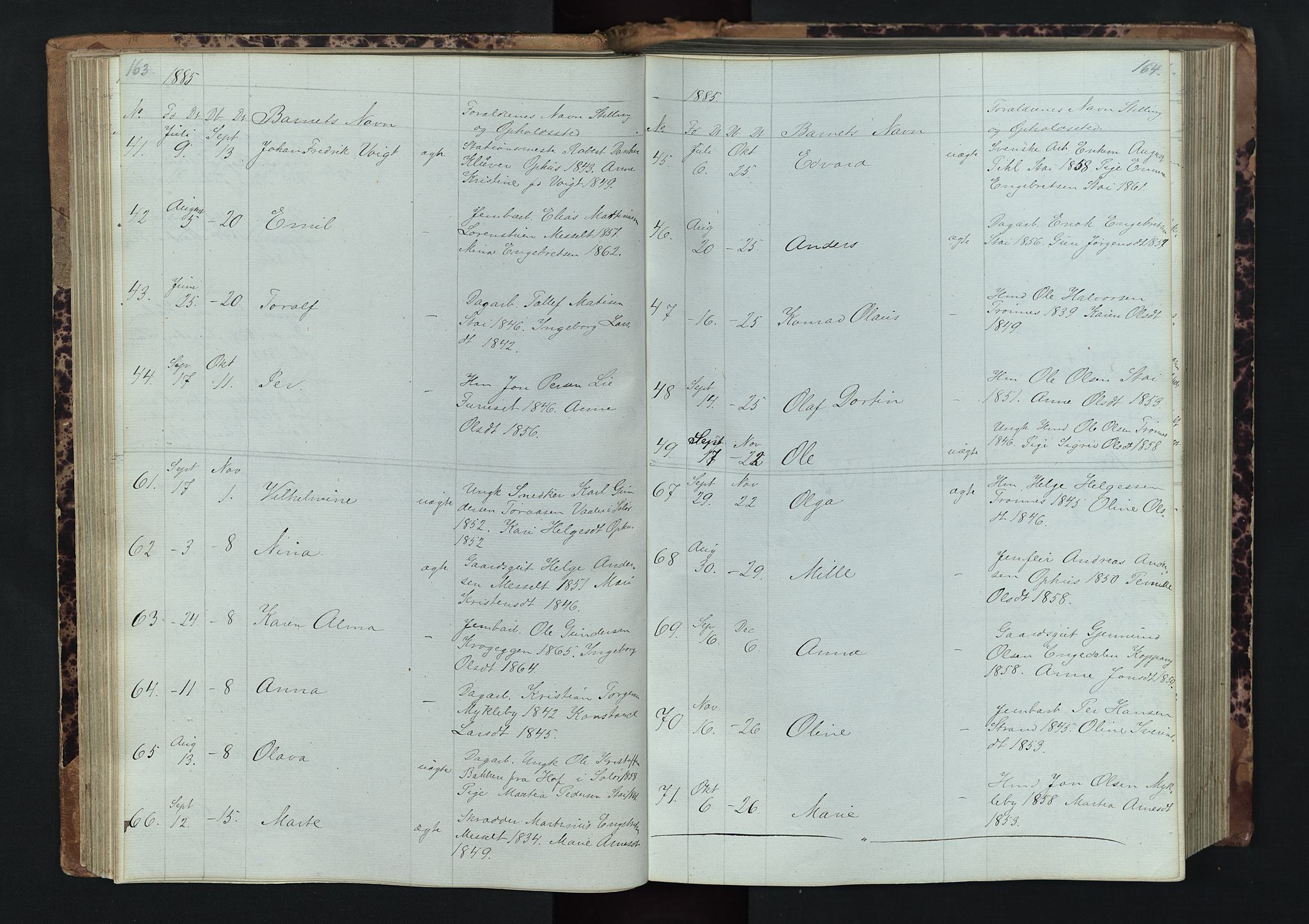 Stor-Elvdal prestekontor, SAH/PREST-052/H/Ha/Hab/L0001: Parish register (copy) no. 1 /1, 1860-1894, p. 163-164