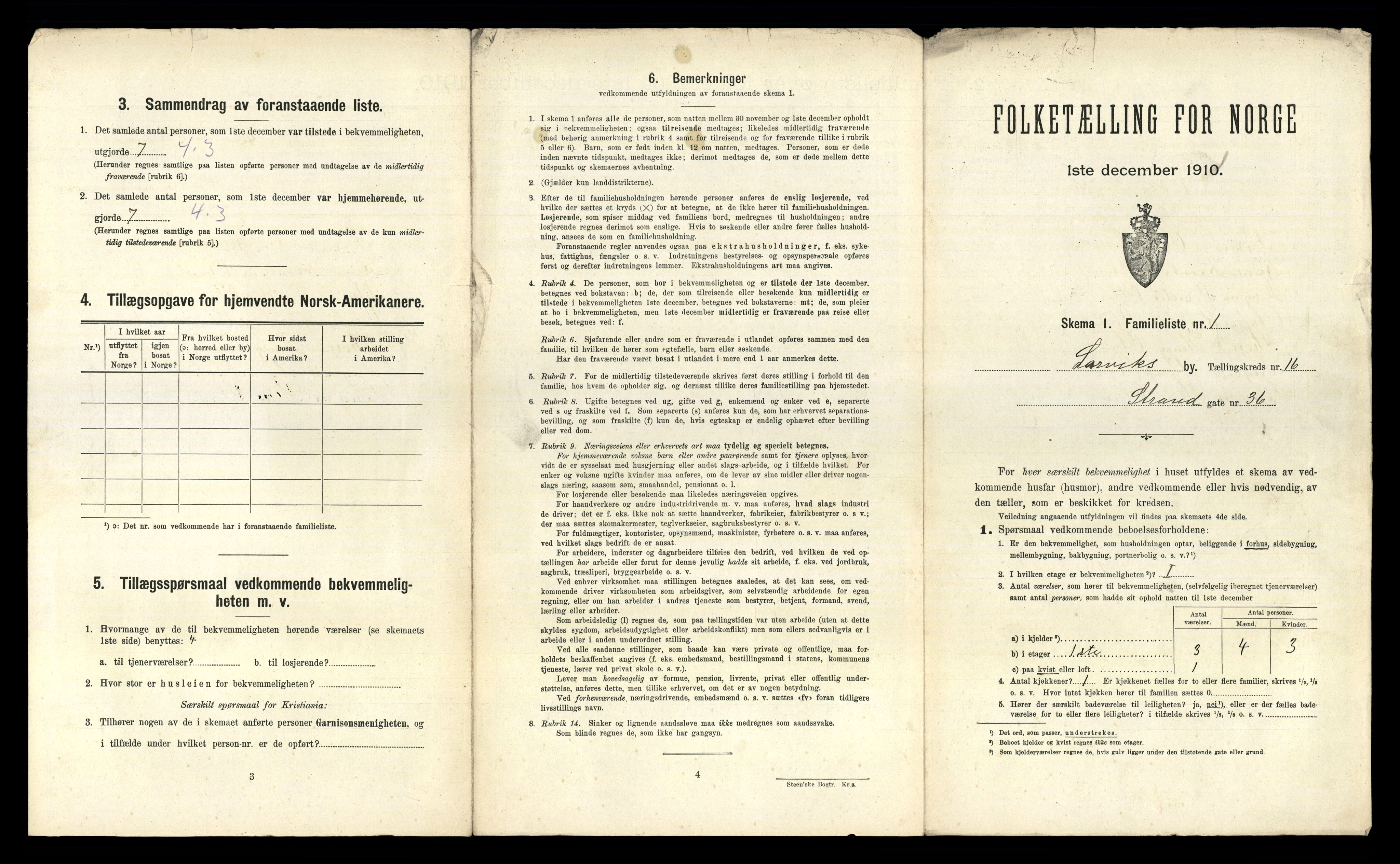 RA, 1910 census for Larvik, 1910, p. 5069