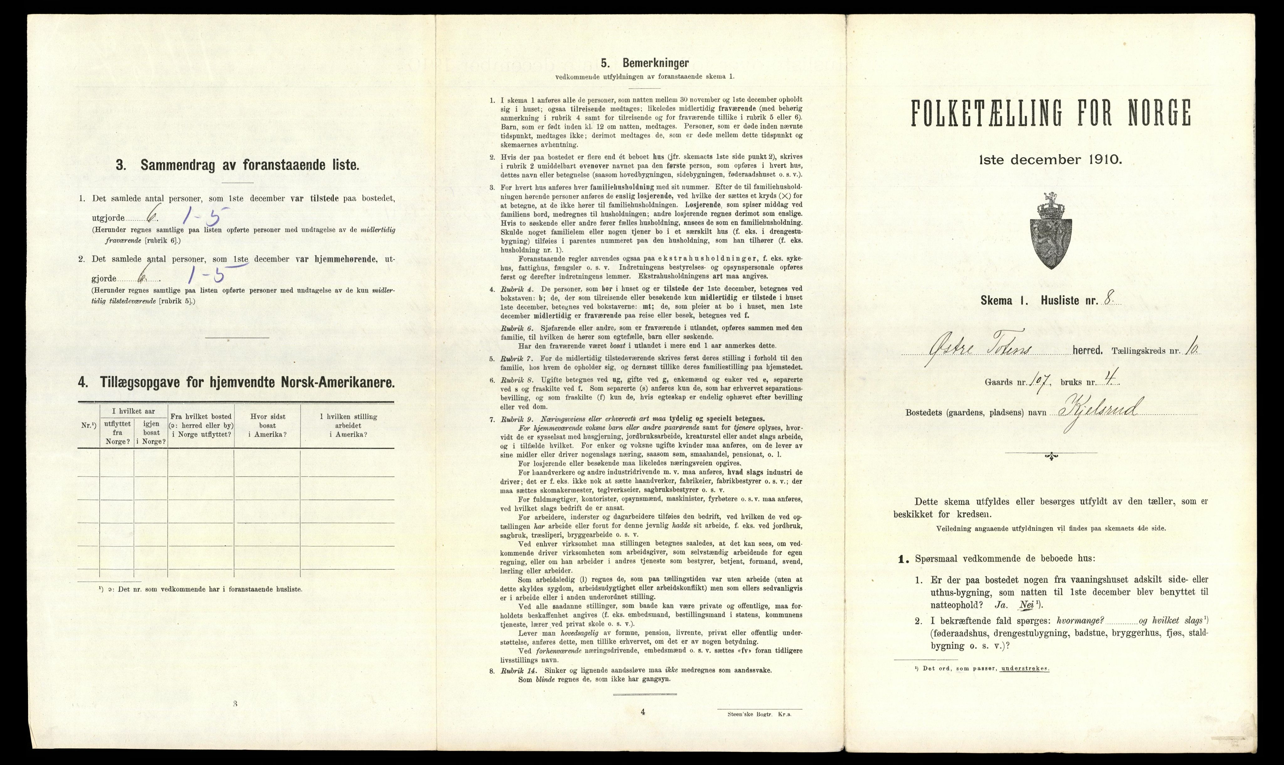 RA, 1910 census for Østre Toten, 1910, p. 2727