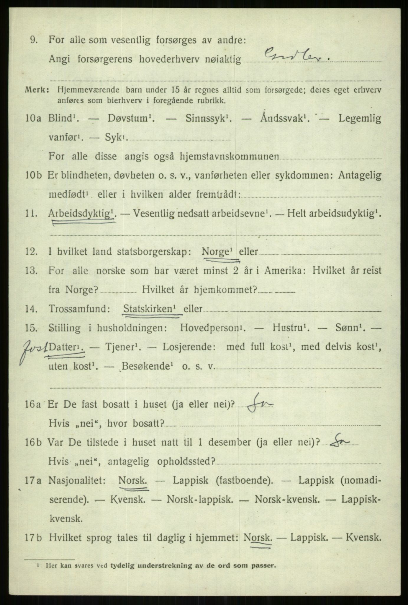 SATØ, 1920 census for Tranøy, 1920, p. 2588