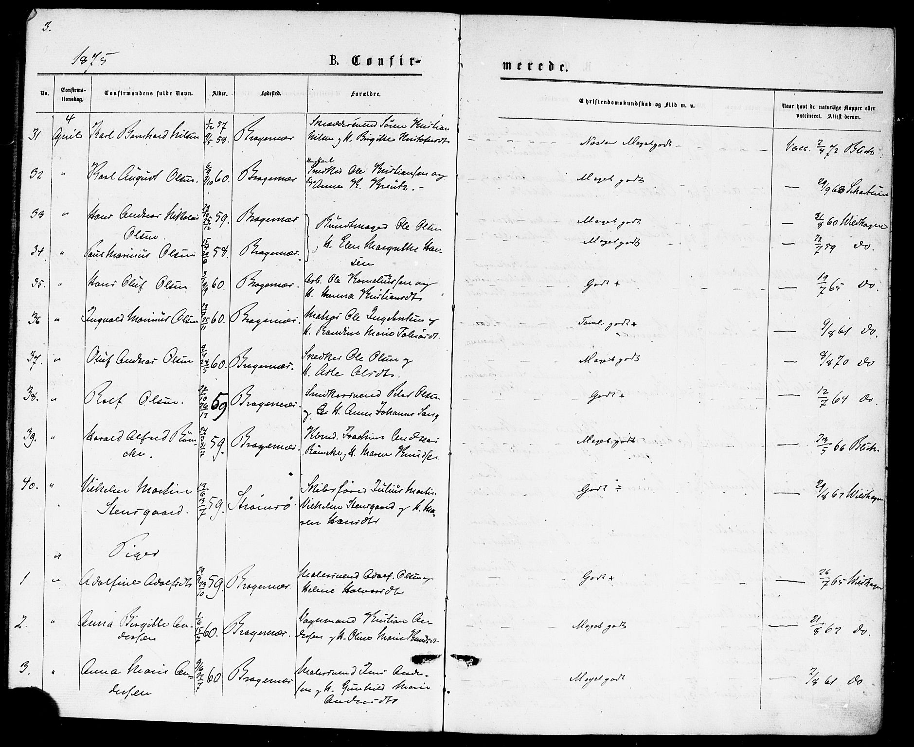 Bragernes kirkebøker, AV/SAKO-A-6/F/Fc/L0004: Parish register (official) no. III 4, 1875-1877, p. 3