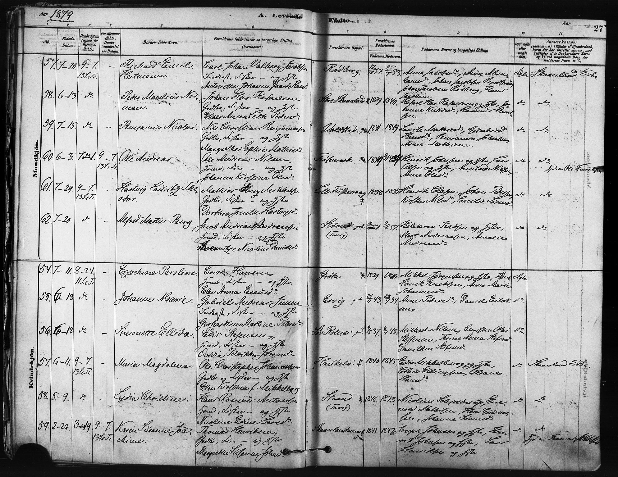 Trondenes sokneprestkontor, SATØ/S-1319/H/Ha/L0014kirke: Parish register (official) no. 14, 1878-1889, p. 27