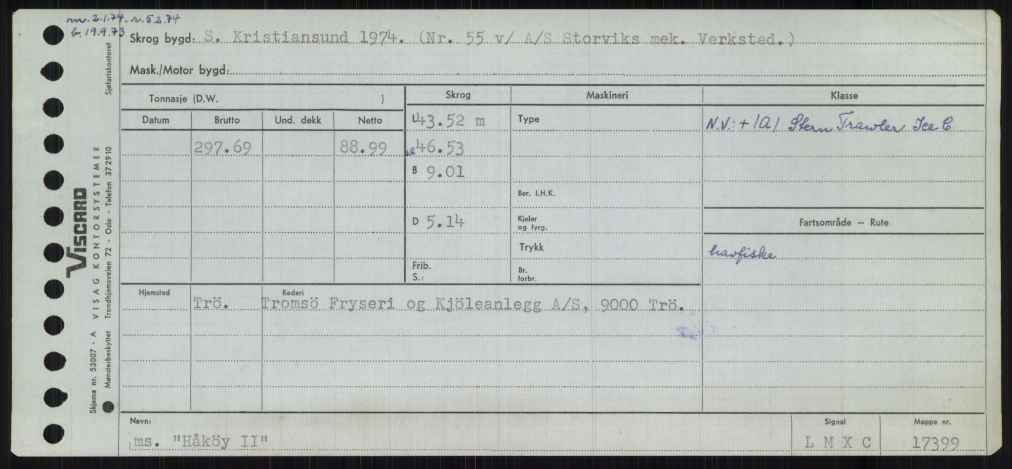 Sjøfartsdirektoratet med forløpere, Skipsmålingen, RA/S-1627/H/Ha/L0003/0001: Fartøy, Hilm-Mar / Fartøy, Hilm-Kol, p. 243