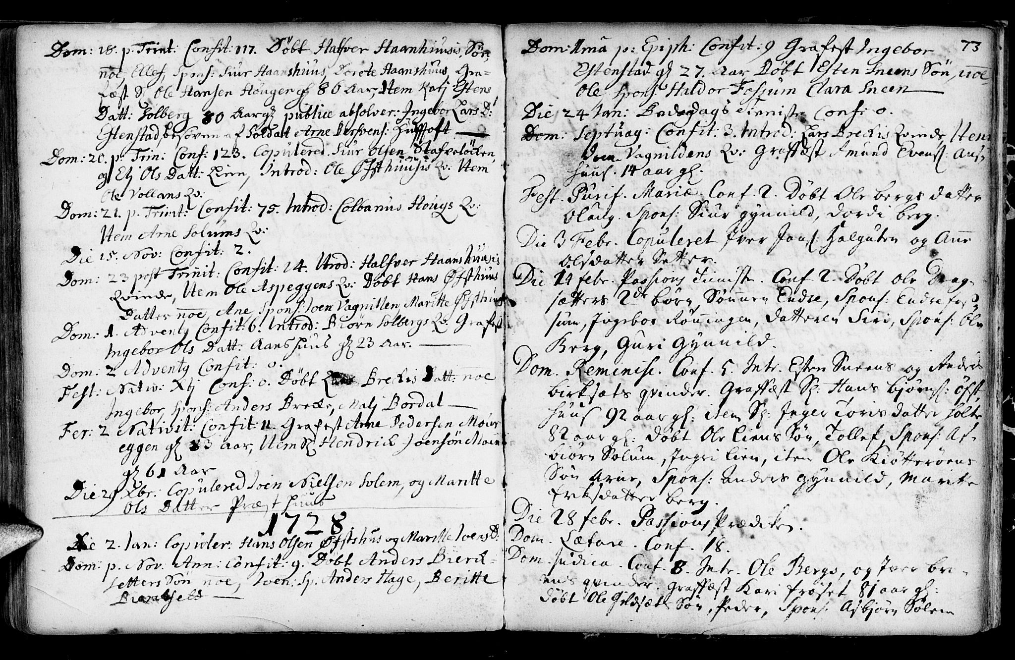 Ministerialprotokoller, klokkerbøker og fødselsregistre - Sør-Trøndelag, SAT/A-1456/689/L1036: Parish register (official) no. 689A01, 1696-1746, p. 73