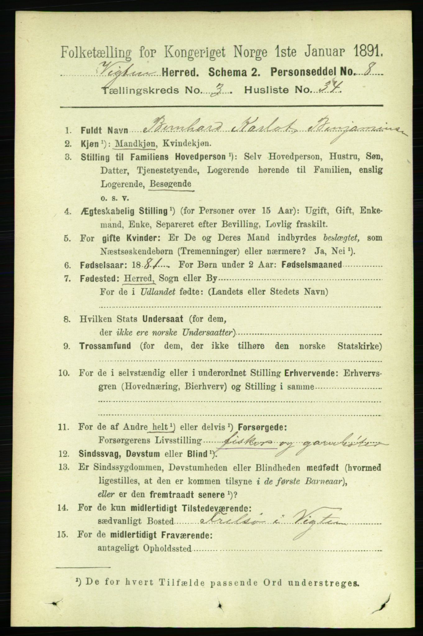 RA, 1891 census for 1750 Vikna, 1891, p. 1968