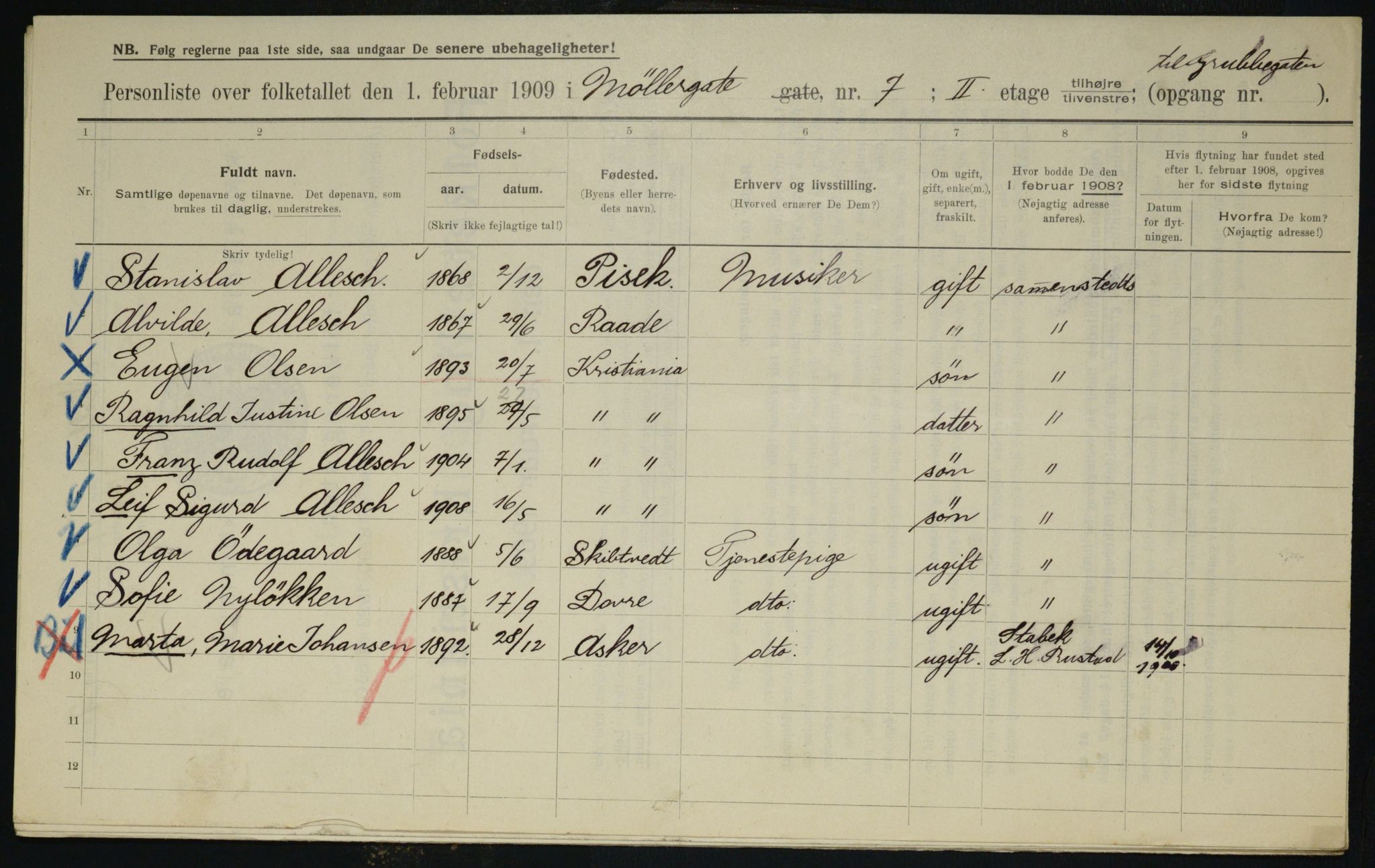 OBA, Municipal Census 1909 for Kristiania, 1909, p. 61954