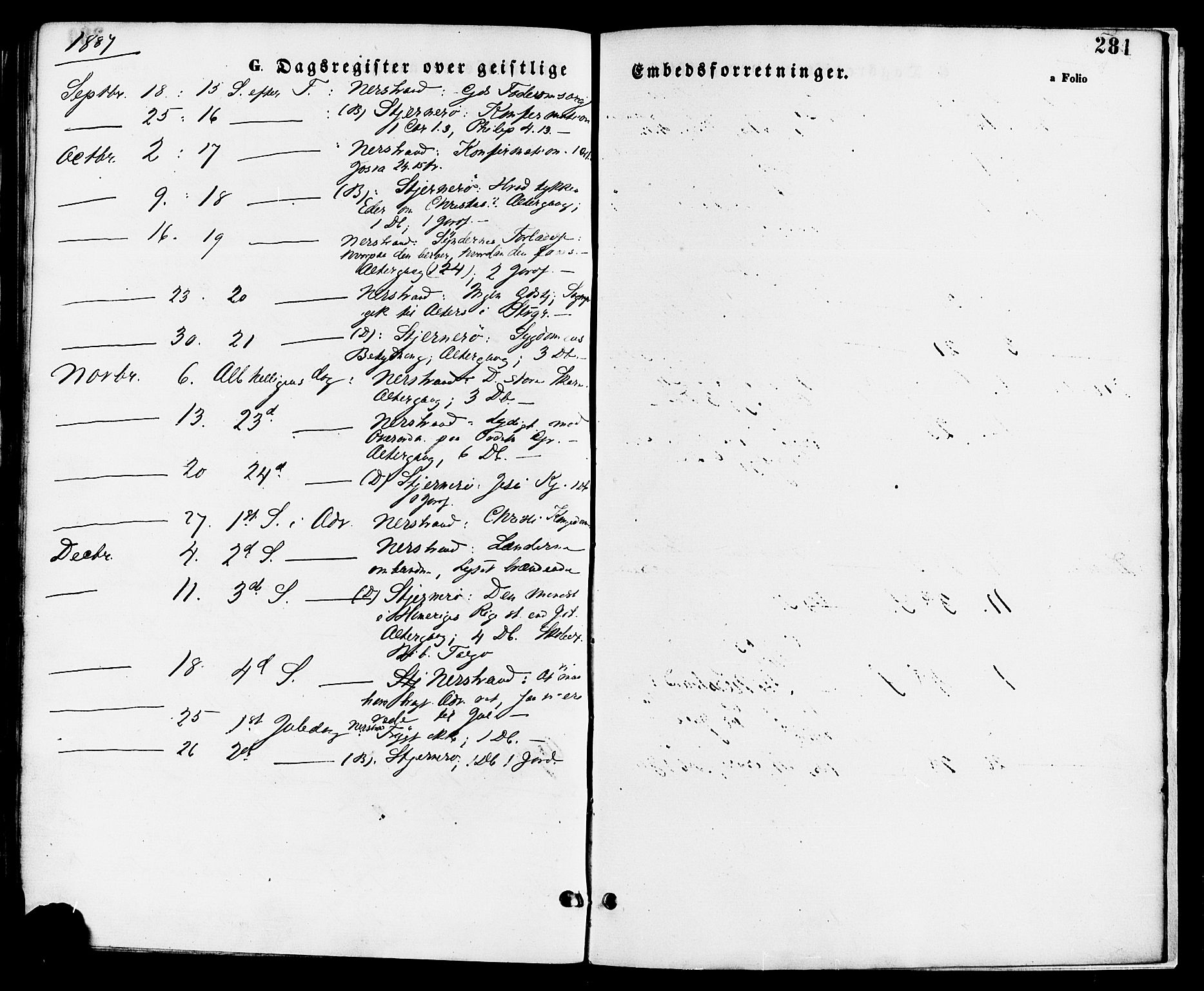 Nedstrand sokneprestkontor, SAST/A-101841/01/IV: Parish register (official) no. A 11, 1877-1887, p. 281