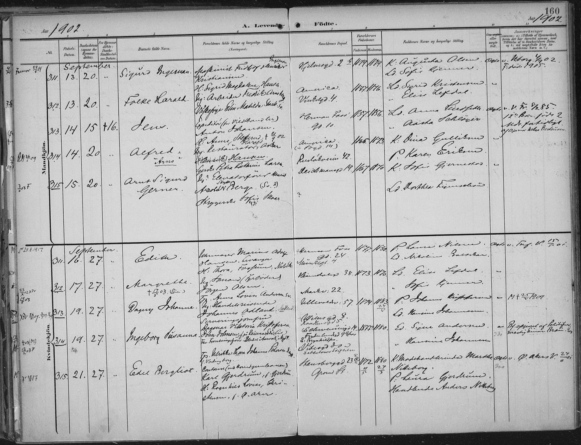Rikshospitalet prestekontor Kirkebøker, SAO/A-10309b/F/L0012: Parish register (official) no. 12, 1901-1904, p. 160
