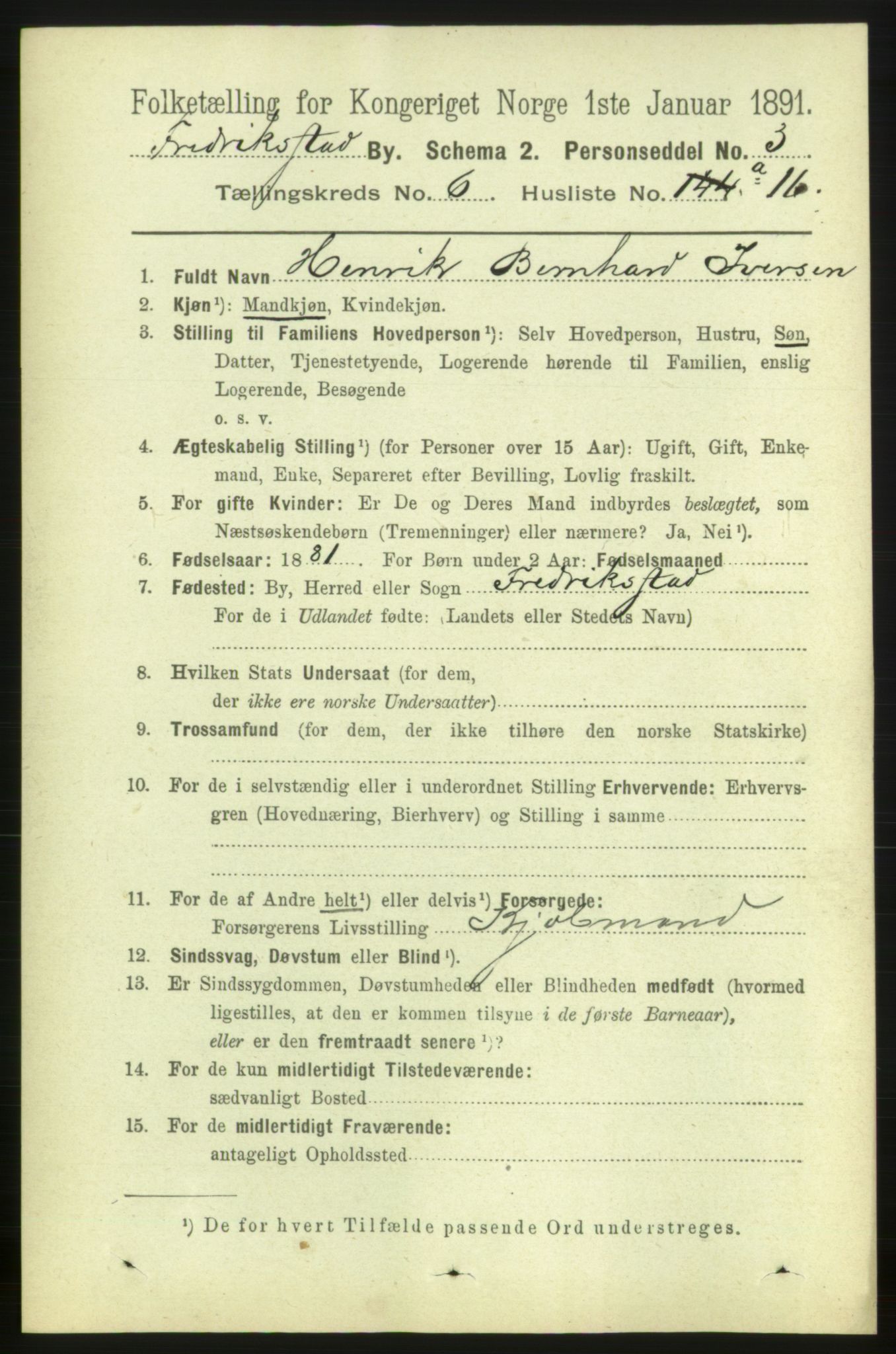 RA, 1891 census for 0103 Fredrikstad, 1891, p. 7797