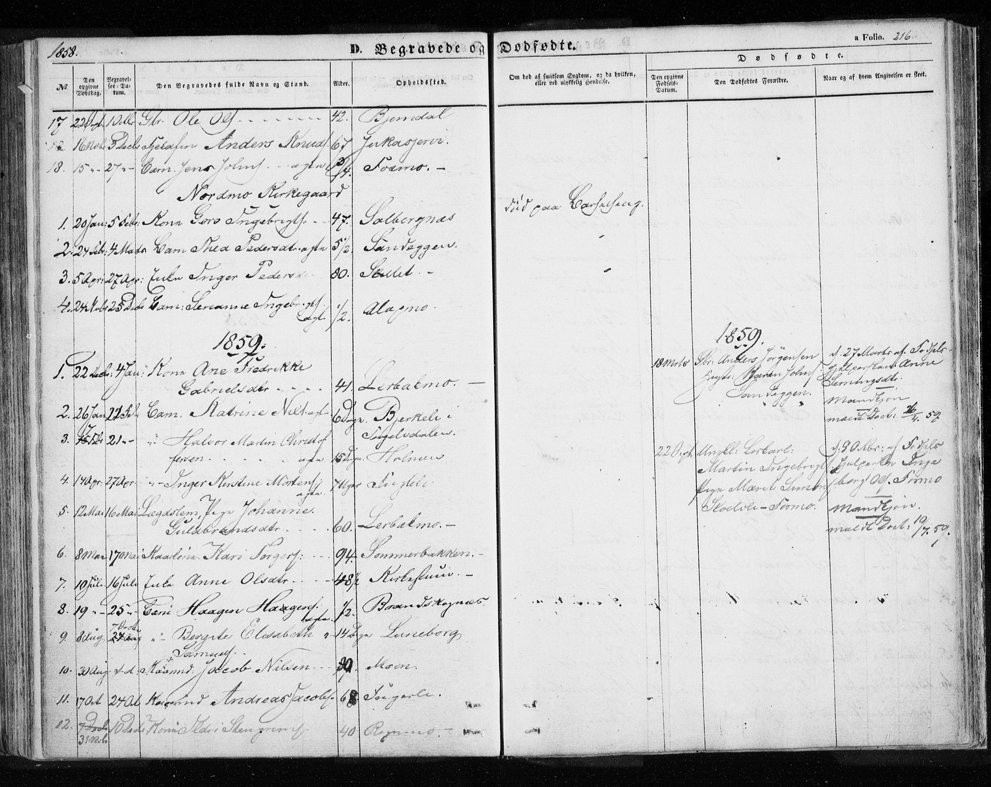 Målselv sokneprestembete, SATØ/S-1311/G/Ga/Gaa/L0003kirke: Parish register (official) no. 3, 1853-1863, p. 216