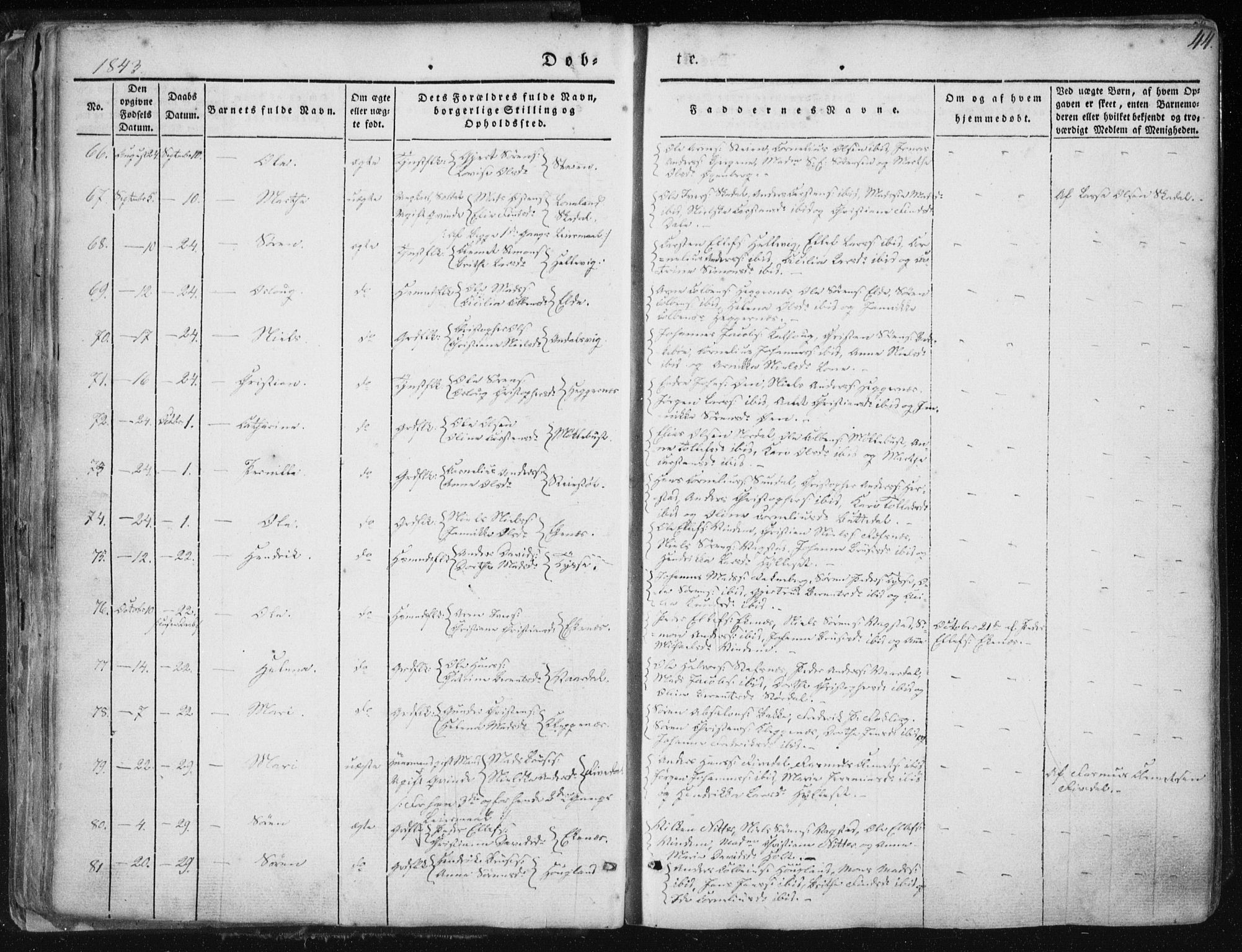 Fjaler sokneprestembete, AV/SAB-A-79801/H/Haa/Haaa/L0006: Parish register (official) no. A 6, 1835-1884, p. 44