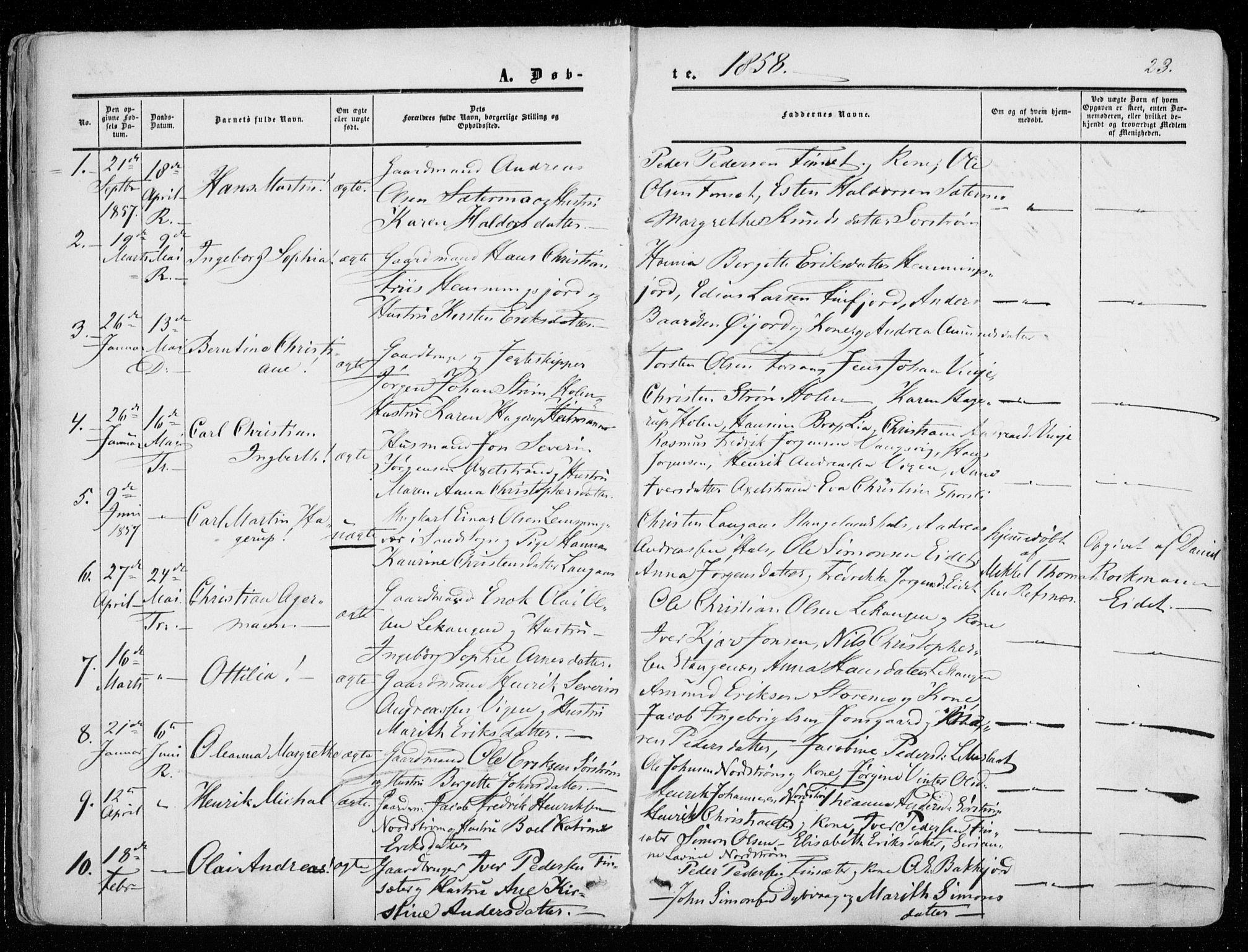 Tranøy sokneprestkontor, SATØ/S-1313/I/Ia/Iaa/L0007kirke: Parish register (official) no. 7, 1856-1866, p. 23