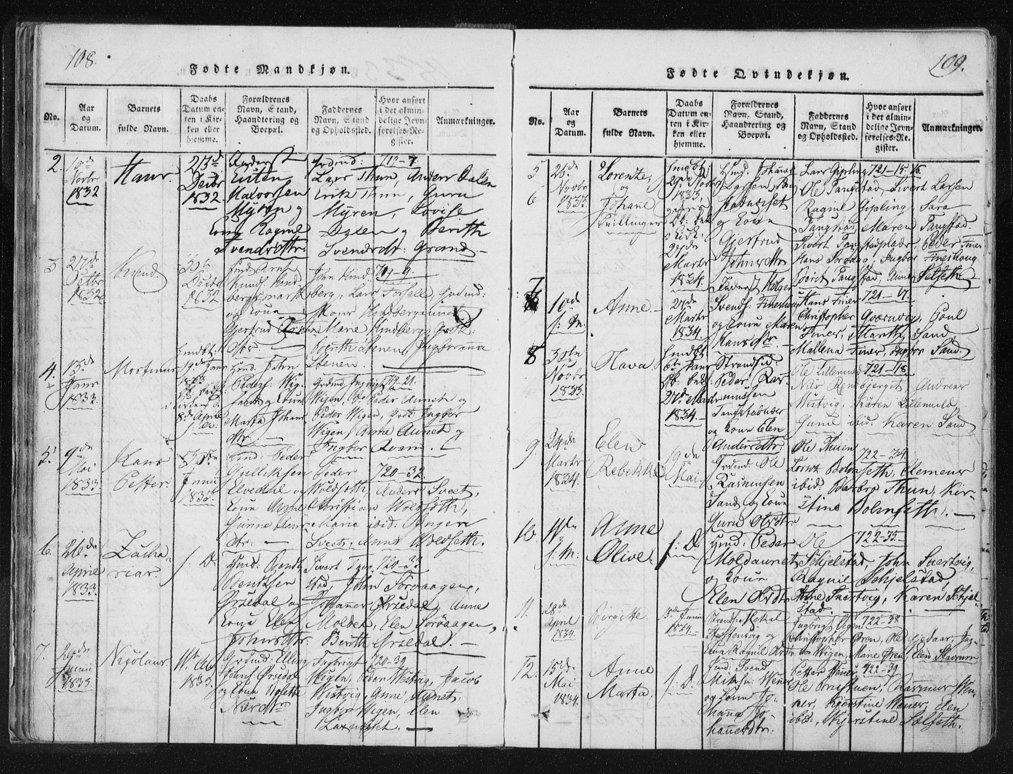 Ministerialprotokoller, klokkerbøker og fødselsregistre - Nord-Trøndelag, AV/SAT-A-1458/744/L0417: Parish register (official) no. 744A01, 1817-1842, p. 108-109