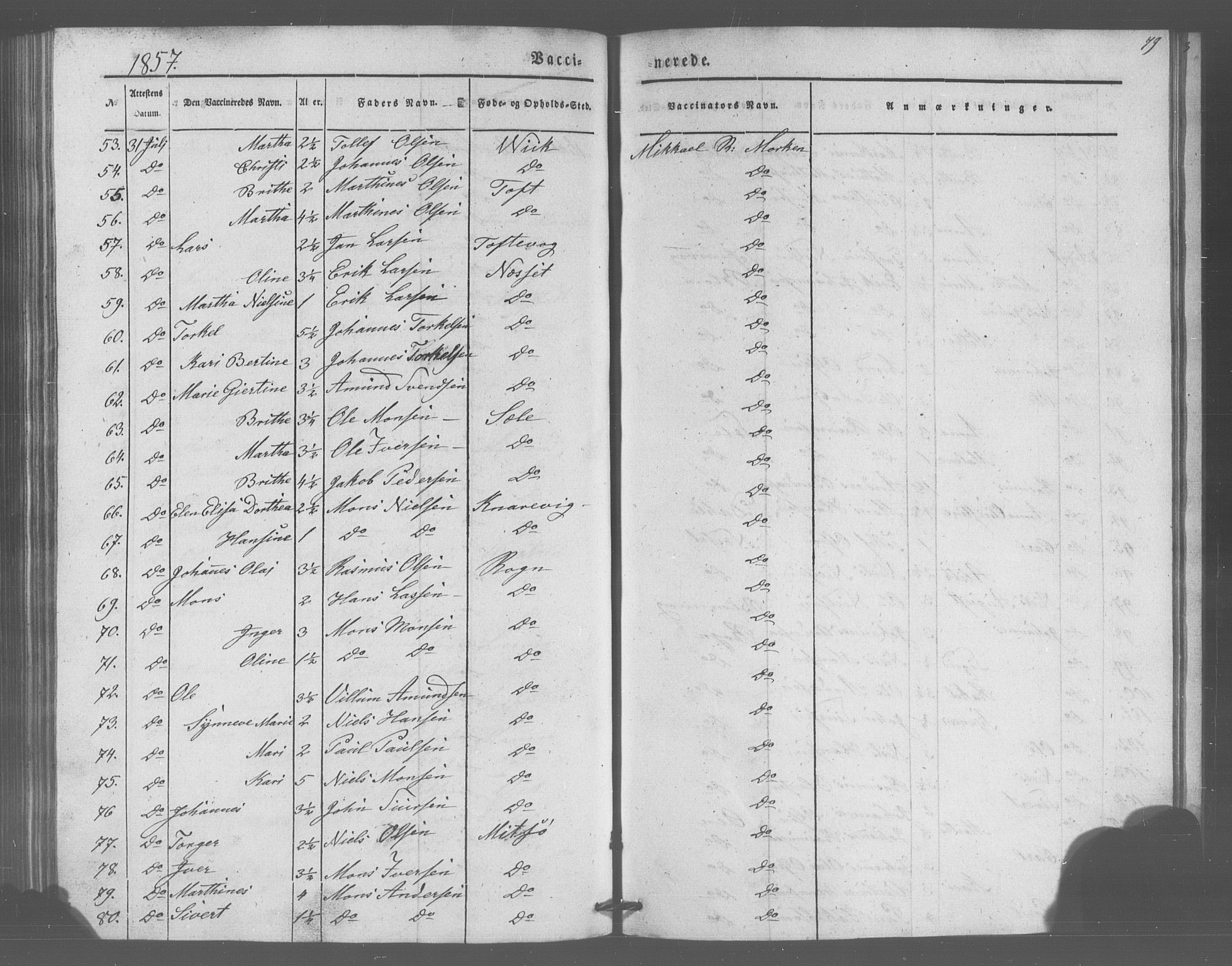 Manger sokneprestembete, AV/SAB-A-76801/H/Haa: Parish register (official) no. A 10, 1844-1859, p. 79