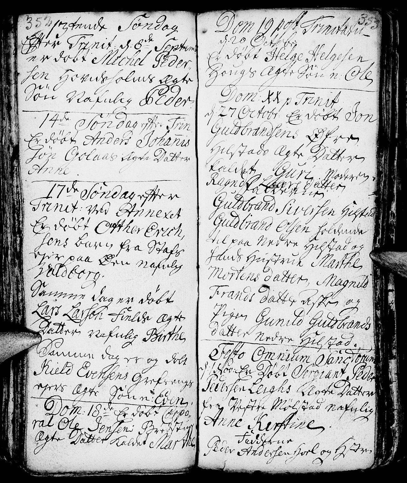 Nes prestekontor, Hedmark, AV/SAH-PREST-020/L/La/L0001: Parish register (copy) no. 1, 1663-1784, p. 352-353