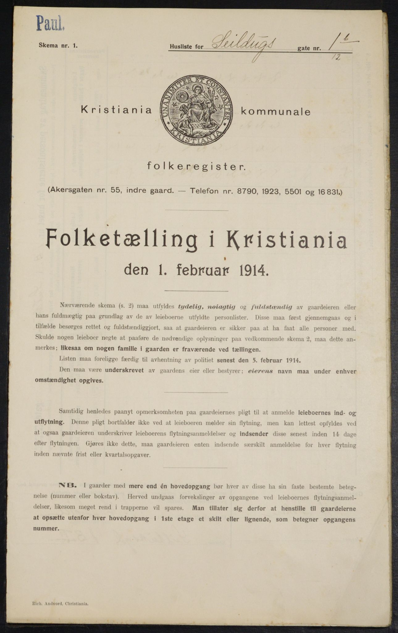 OBA, Municipal Census 1914 for Kristiania, 1914, p. 93653