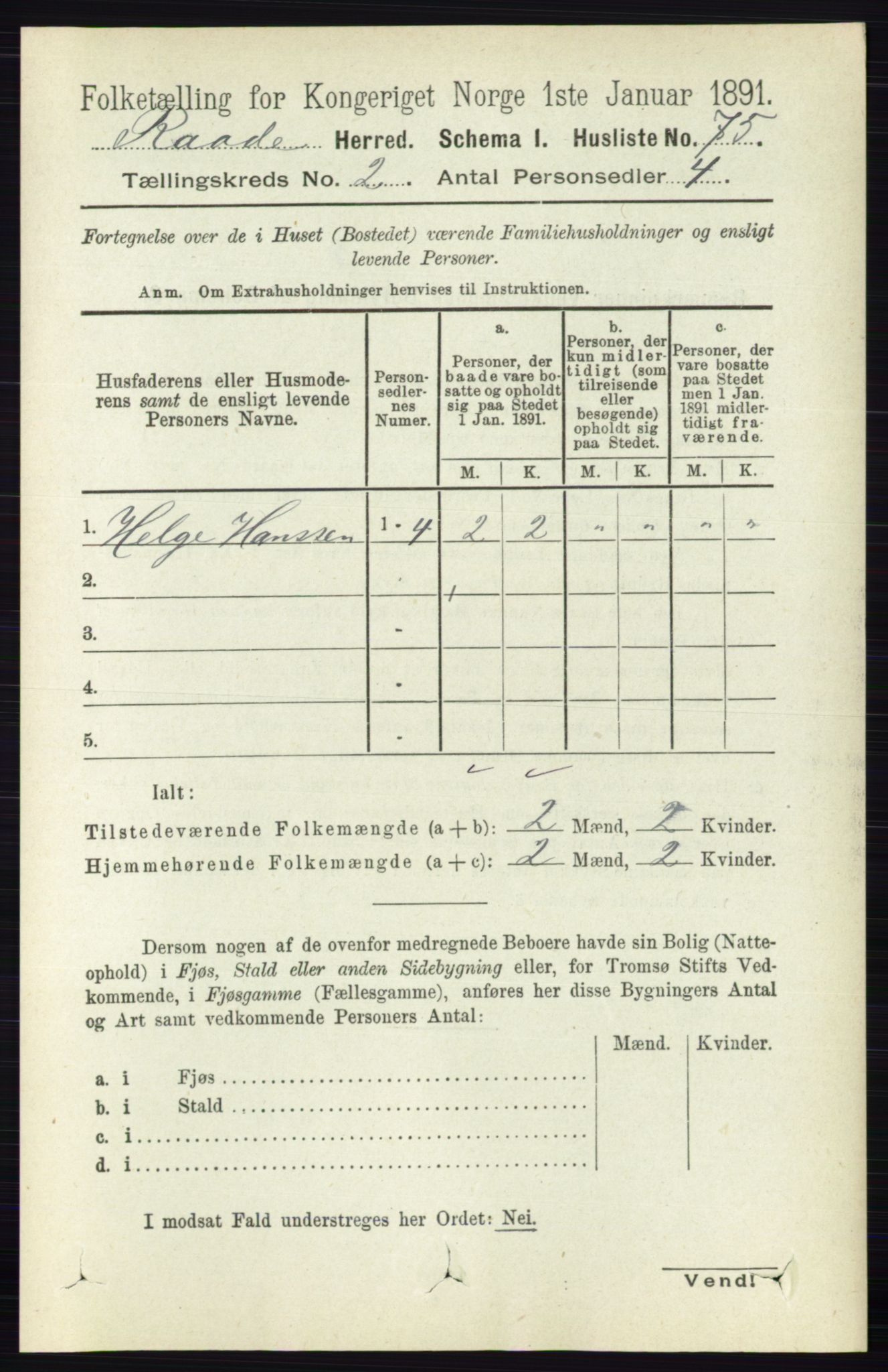 RA, 1891 census for 0135 Råde, 1891, p. 604