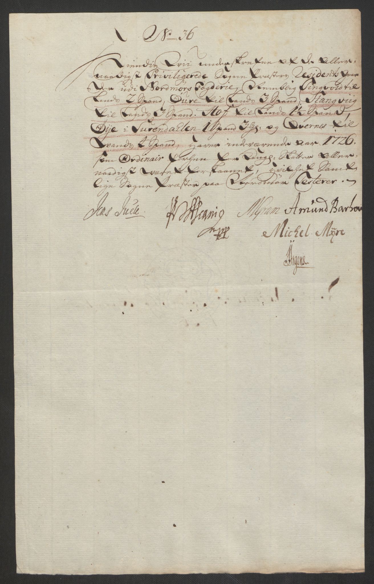 Rentekammeret inntil 1814, Reviderte regnskaper, Fogderegnskap, AV/RA-EA-4092/R56/L3759: Fogderegnskap Nordmøre, 1726, p. 230