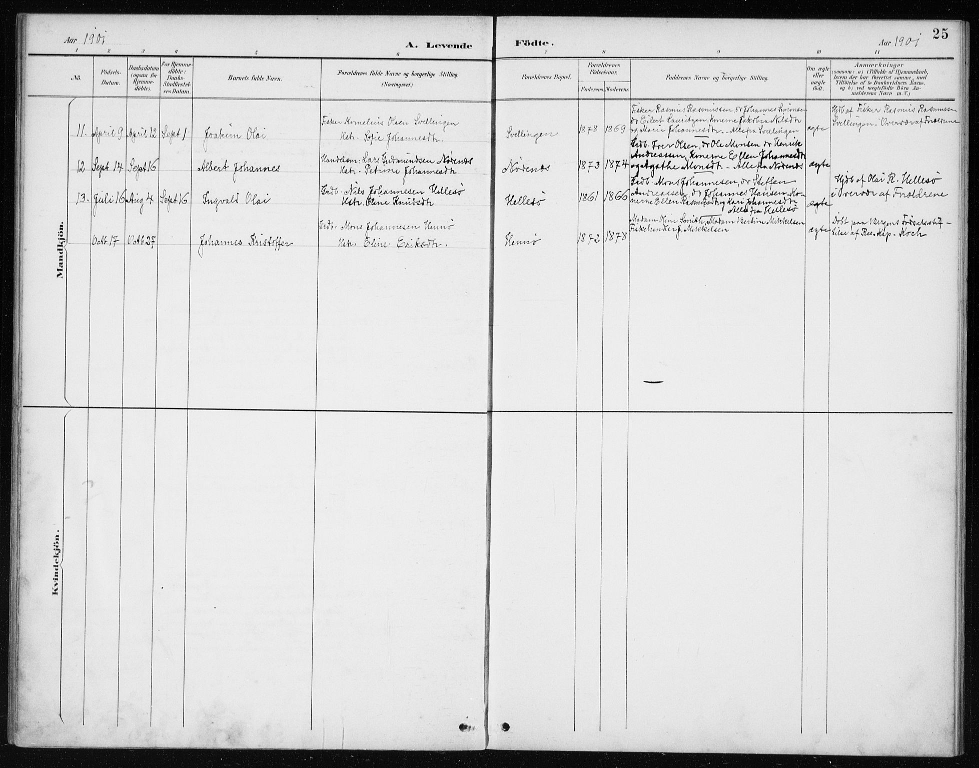 Manger sokneprestembete, SAB/A-76801/H/Haa: Parish register (official) no. E  2, 1891-1902, p. 25