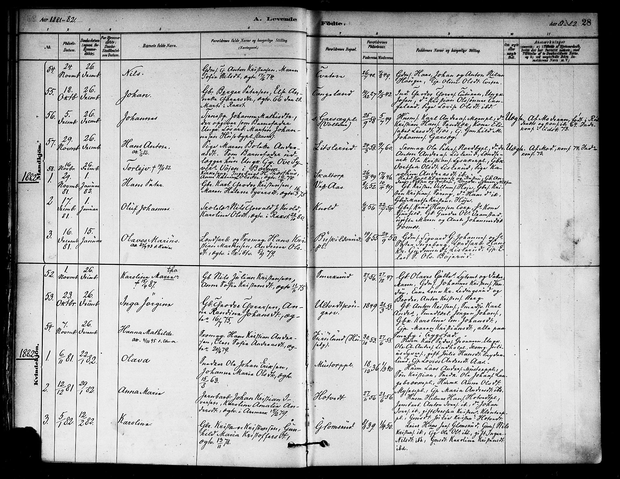 Eidsberg prestekontor Kirkebøker, SAO/A-10905/F/Fa/L0012: Parish register (official) no. I 12, 1879-1901, p. 28