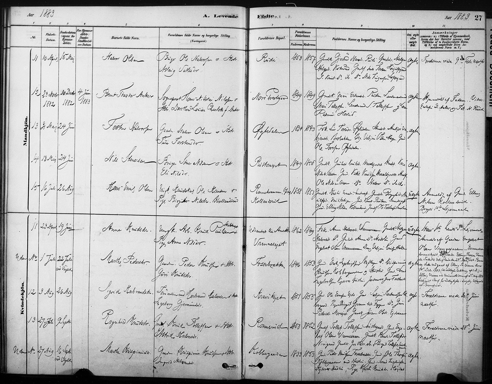 Nore kirkebøker, AV/SAKO-A-238/F/Fb/L0001: Parish register (official) no. II 1, 1878-1886, p. 27