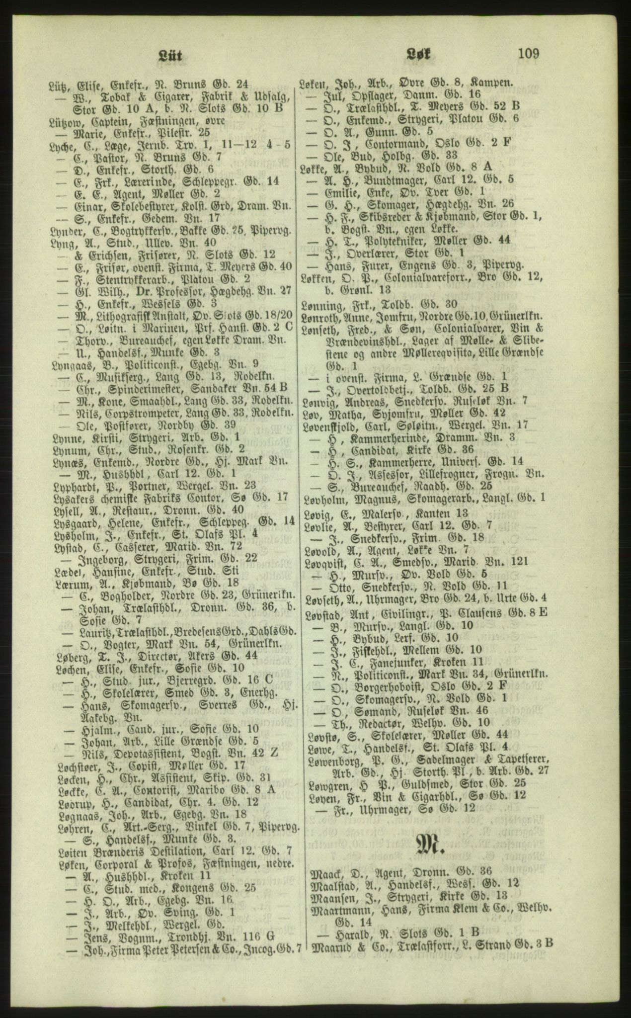 Kristiania/Oslo adressebok, PUBL/-, 1879, p. 109