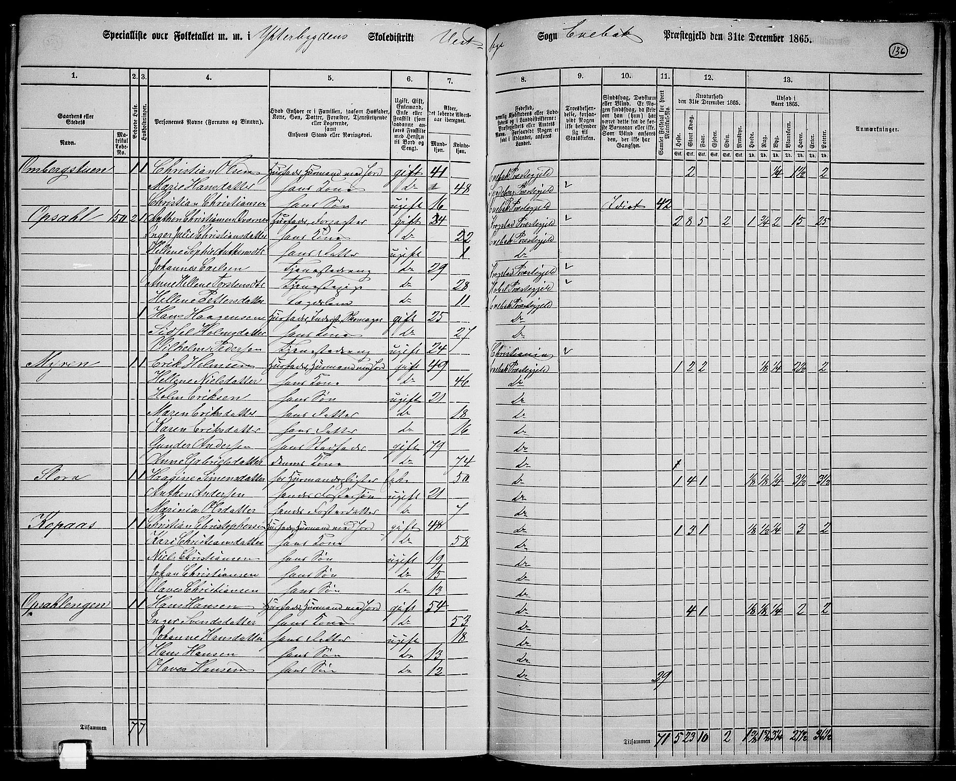 RA, 1865 census for Enebakk, 1865, p. 122