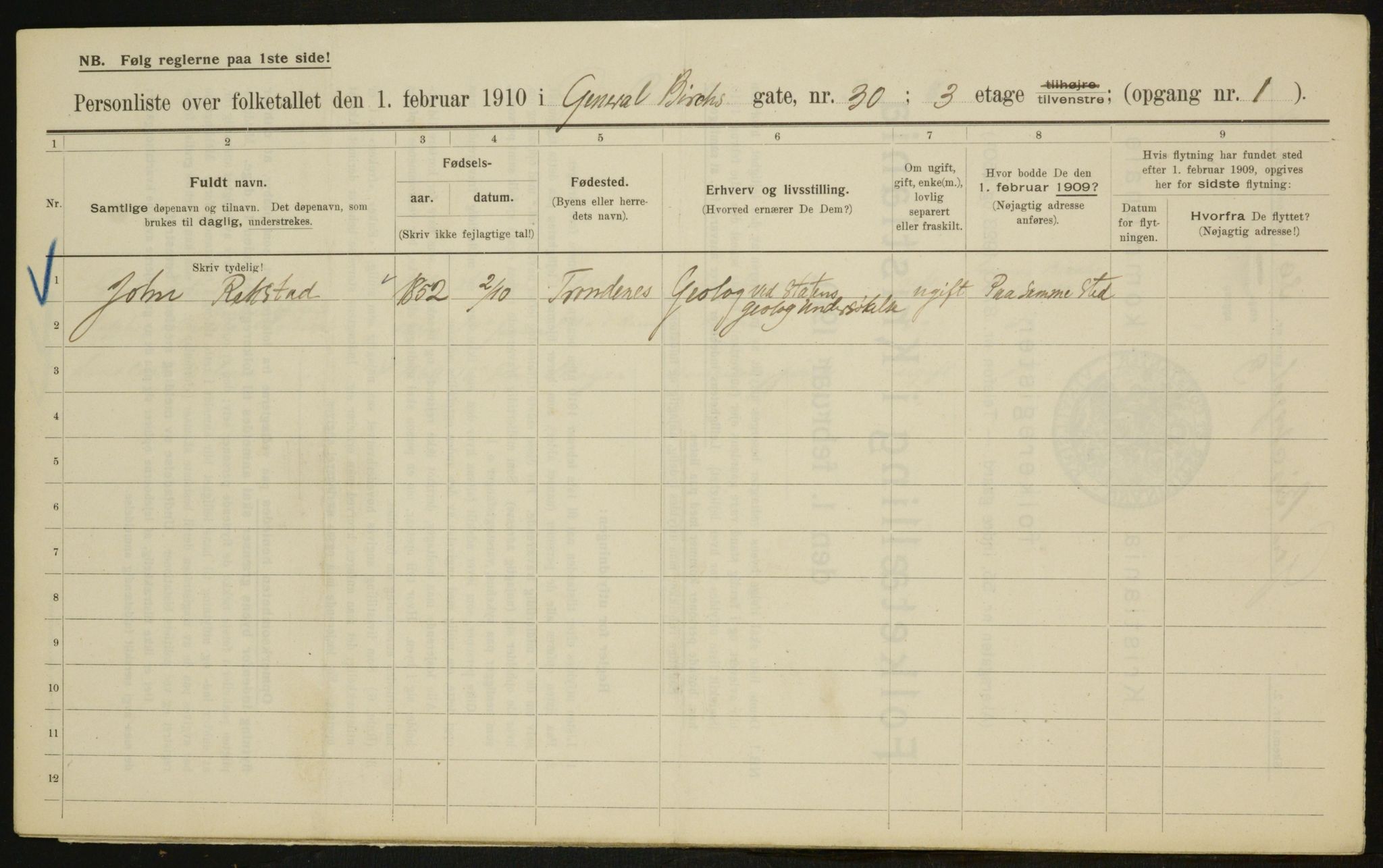 OBA, Municipal Census 1910 for Kristiania, 1910, p. 27660