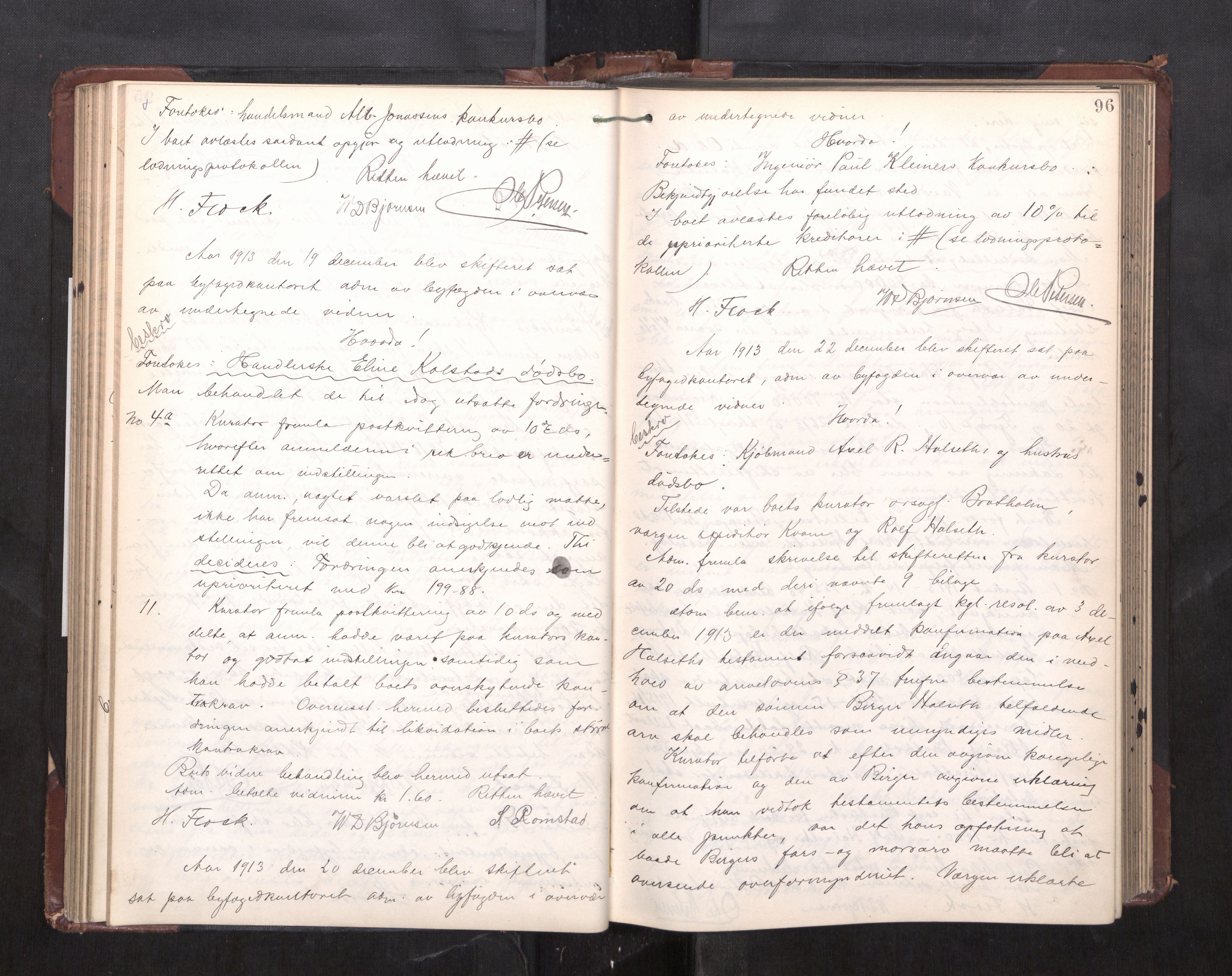 Trondheim byfogd, AV/SAT-A-0003/1/3/3C/L0028: Skifteregistreringsprotokoll - 17/1-29/1. (u/ register), 1913-1917, p. 96