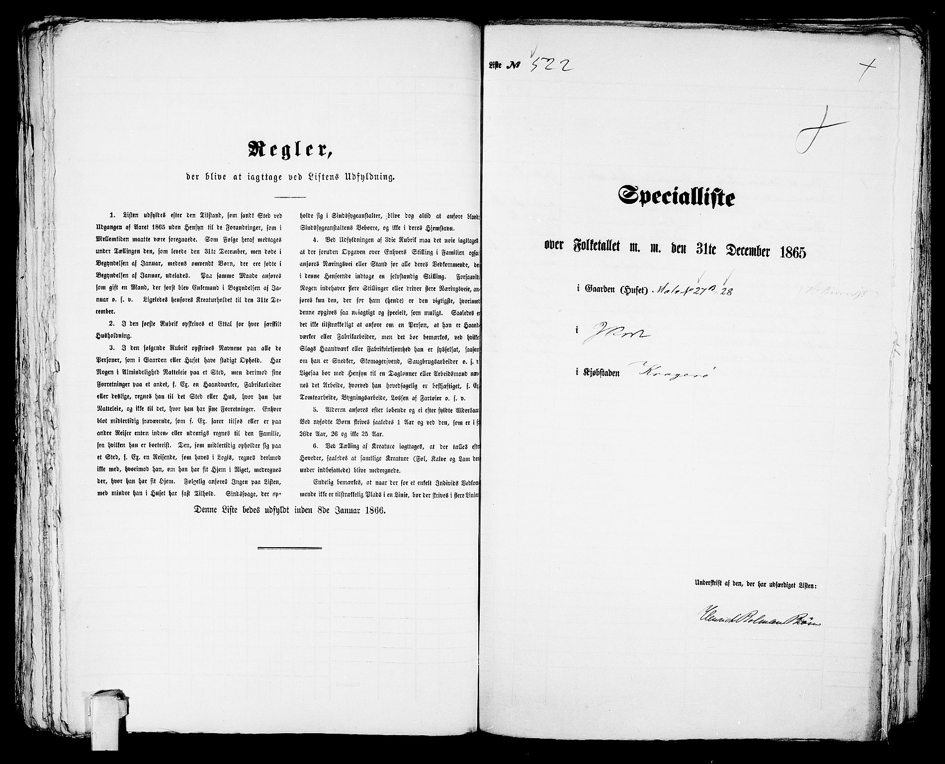 RA, 1865 census for Kragerø/Kragerø, 1865, p. 1060