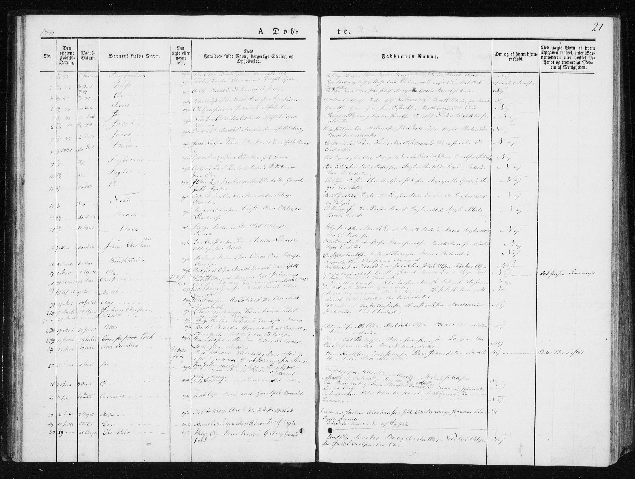 Ministerialprotokoller, klokkerbøker og fødselsregistre - Nord-Trøndelag, SAT/A-1458/749/L0470: Parish register (official) no. 749A04, 1834-1853, p. 21