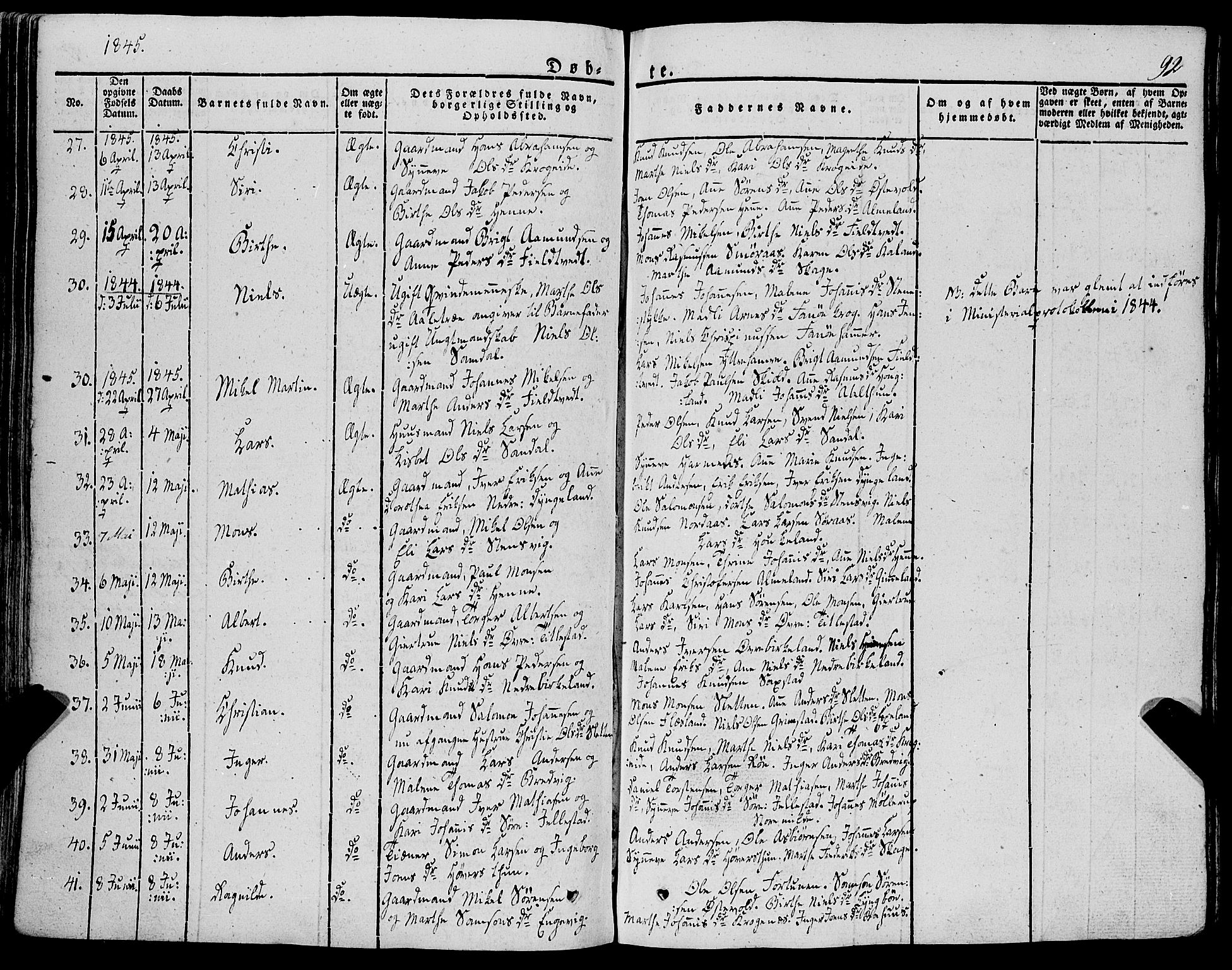 Fana Sokneprestembete, AV/SAB-A-75101/H/Haa/Haaa/L0008: Parish register (official) no. A 8, 1829-1851, p. 92