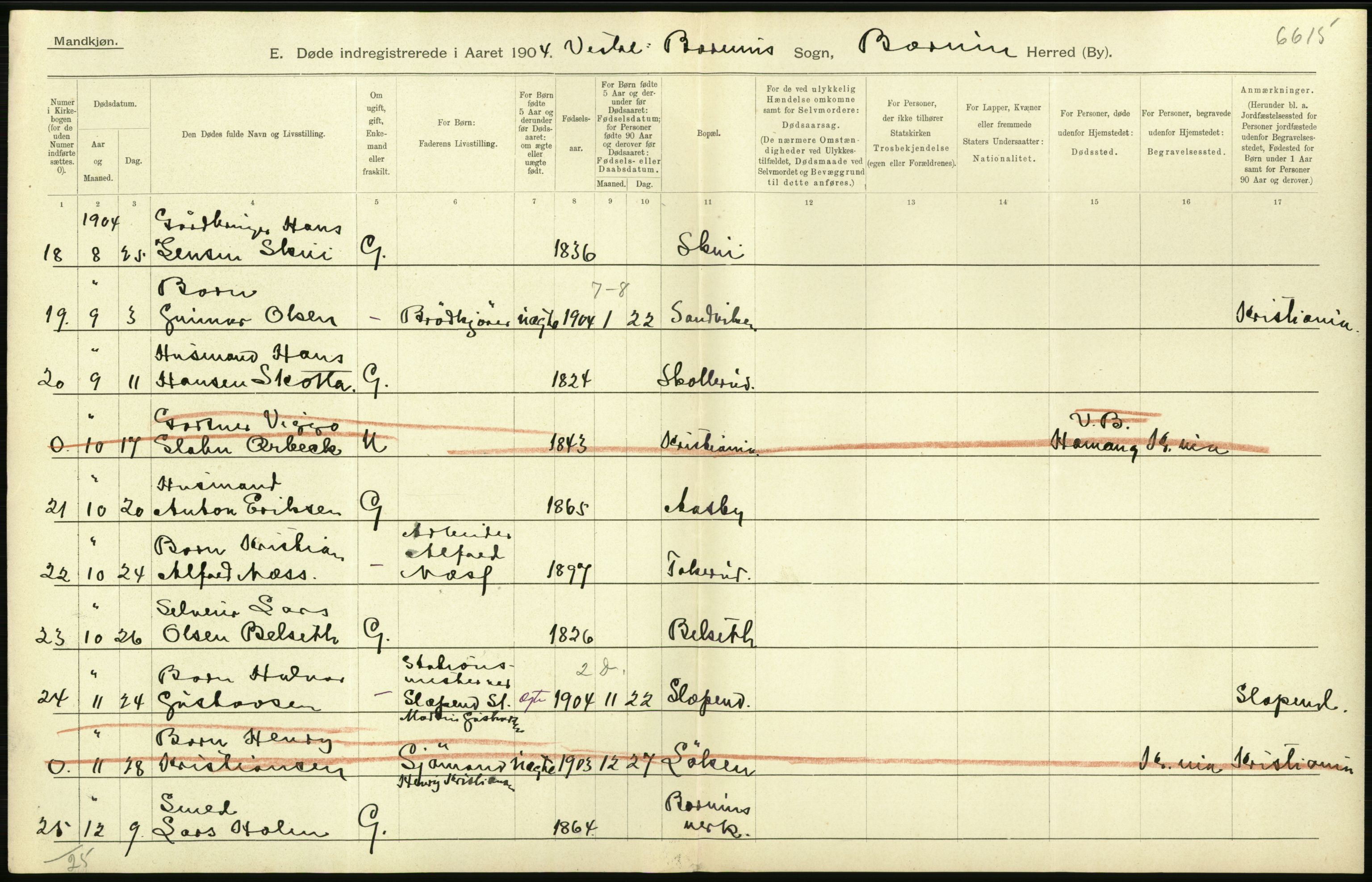 Statistisk sentralbyrå, Sosiodemografiske emner, Befolkning, AV/RA-S-2228/D/Df/Dfa/Dfab/L0002: Akershus amt: Fødte, gifte, døde, 1904, p. 586