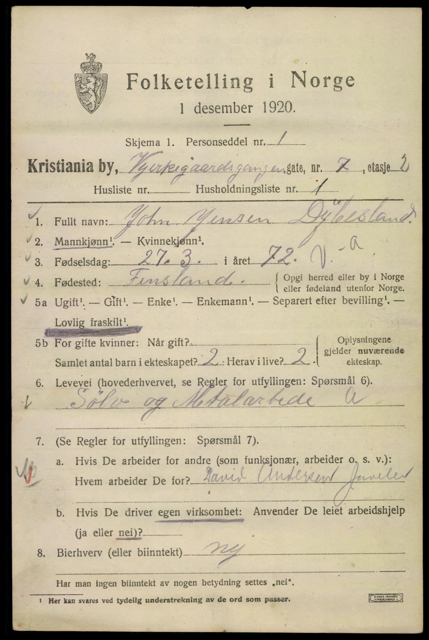 SAO, 1920 census for Kristiania, 1920, p. 333403