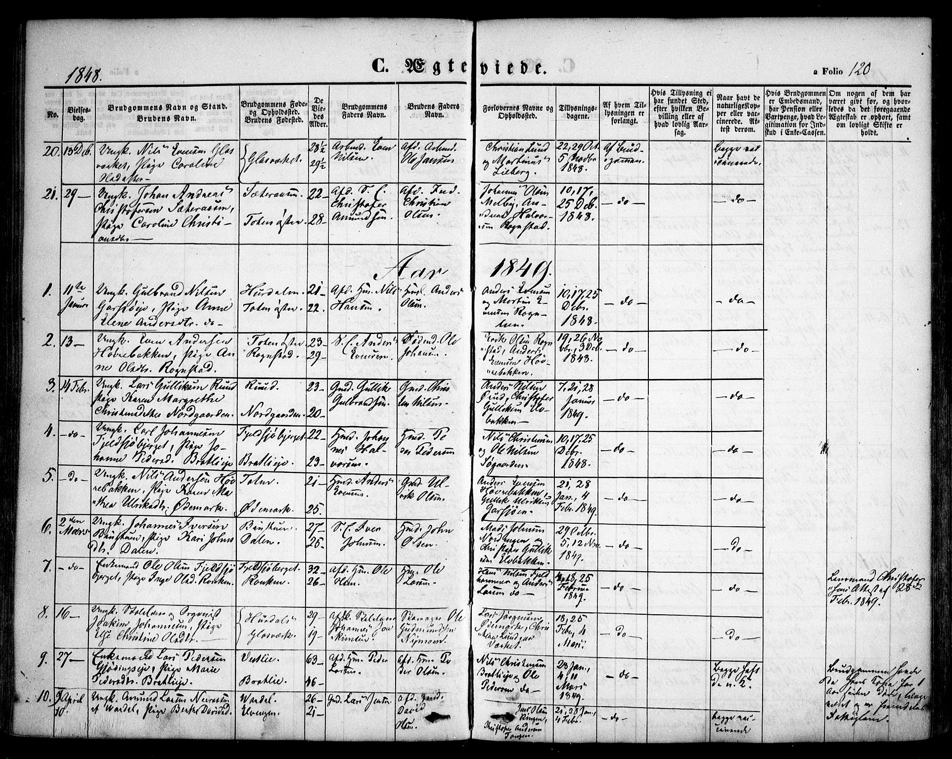 Hurdal prestekontor Kirkebøker, AV/SAO-A-10889/F/Fa/L0005: Parish register (official) no. I 5, 1846-1859, p. 120