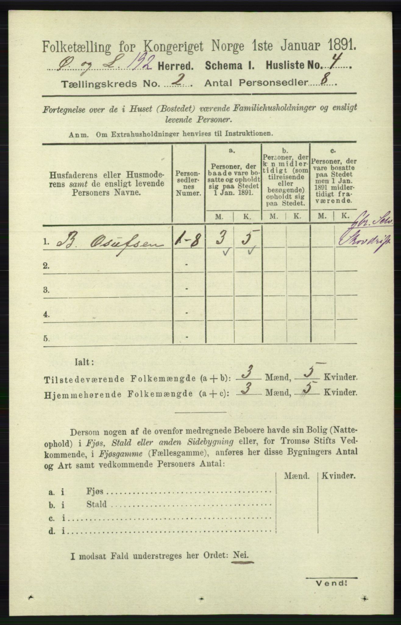 RA, 1891 census for 1021 Øyslebø og Laudal, 1891, p. 434