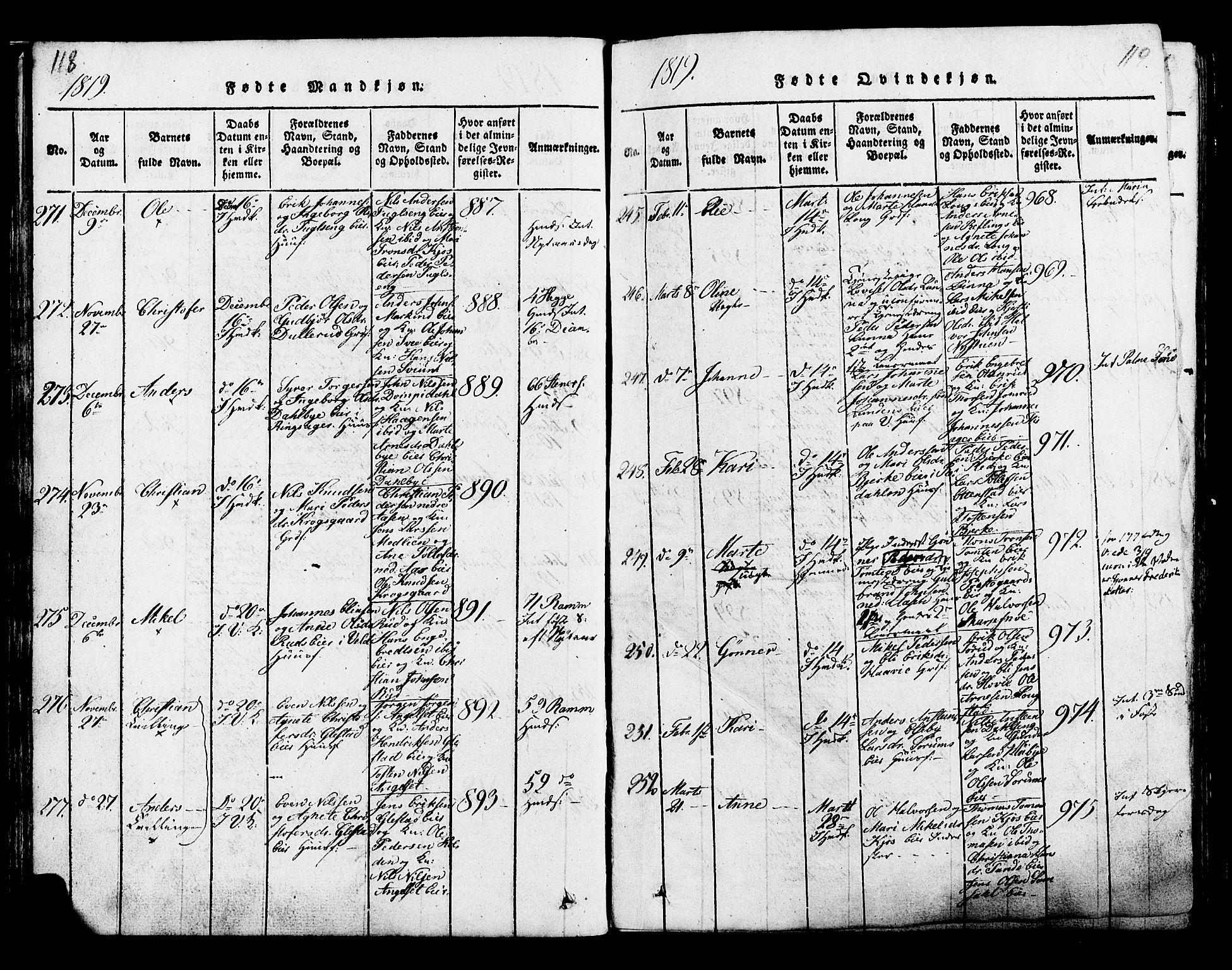 Ringsaker prestekontor, AV/SAH-PREST-014/K/Ka/L0005: Parish register (official) no. 5, 1814-1826, p. 118-119