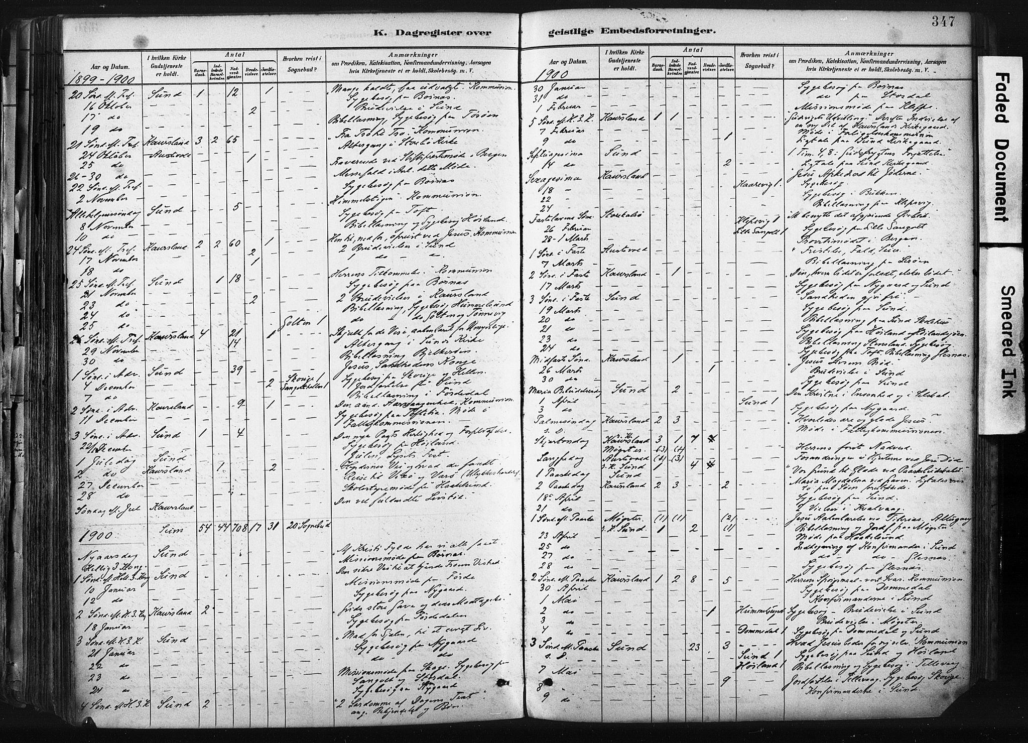 Sund sokneprestembete, SAB/A-99930: Parish register (official) no. B 1, 1882-1907, p. 347