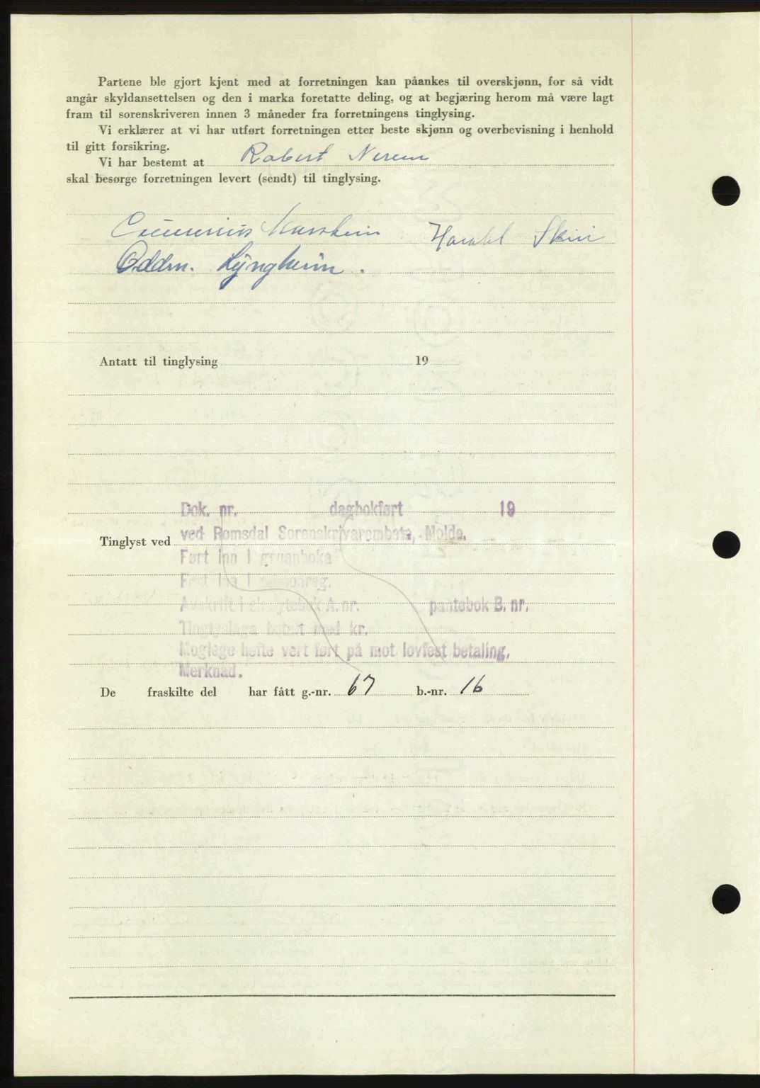 Romsdal sorenskriveri, AV/SAT-A-4149/1/2/2C: Mortgage book no. A27, 1948-1948, Diary no: : 2157/1948