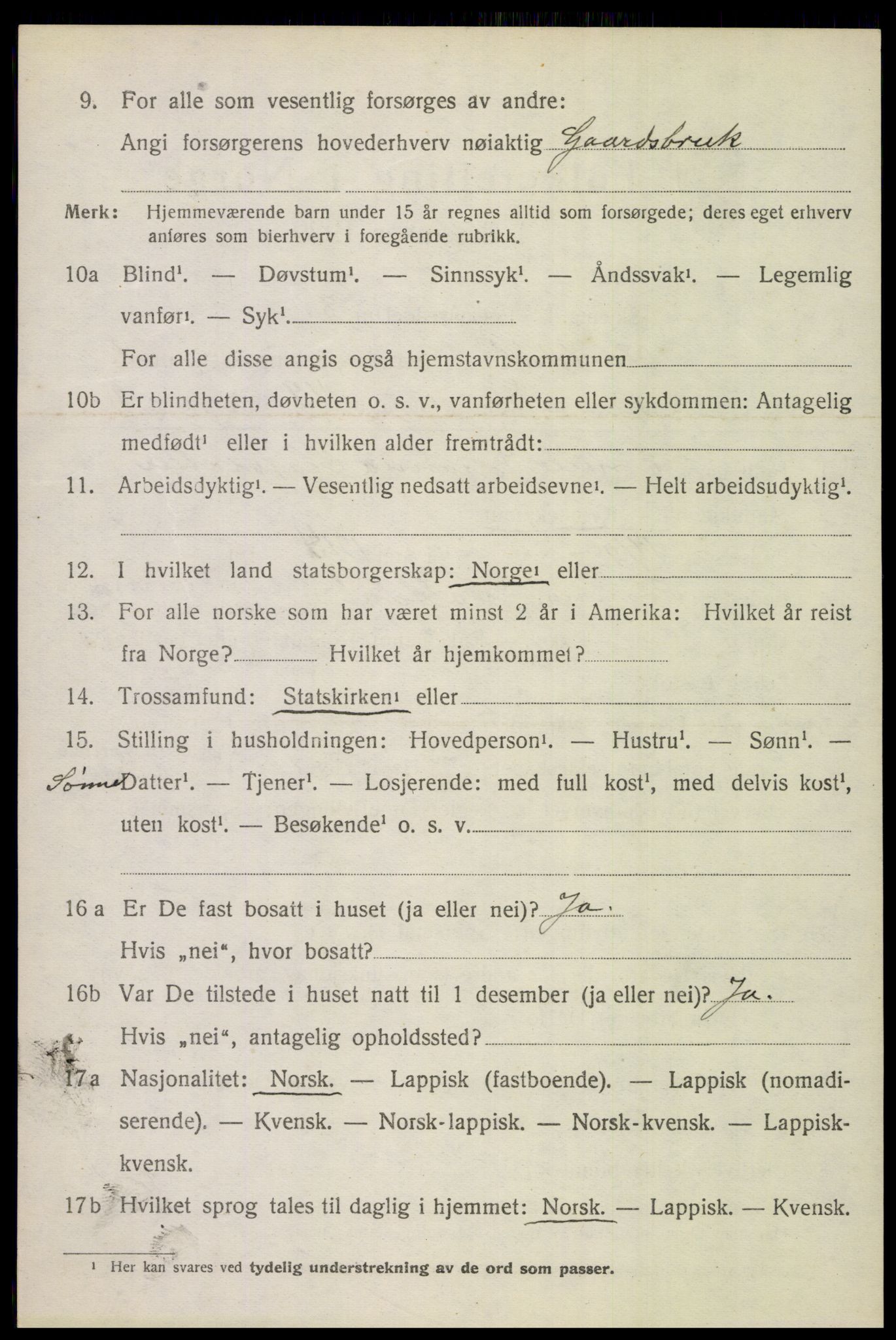 SAT, 1920 census for Saltdal, 1920, p. 2304