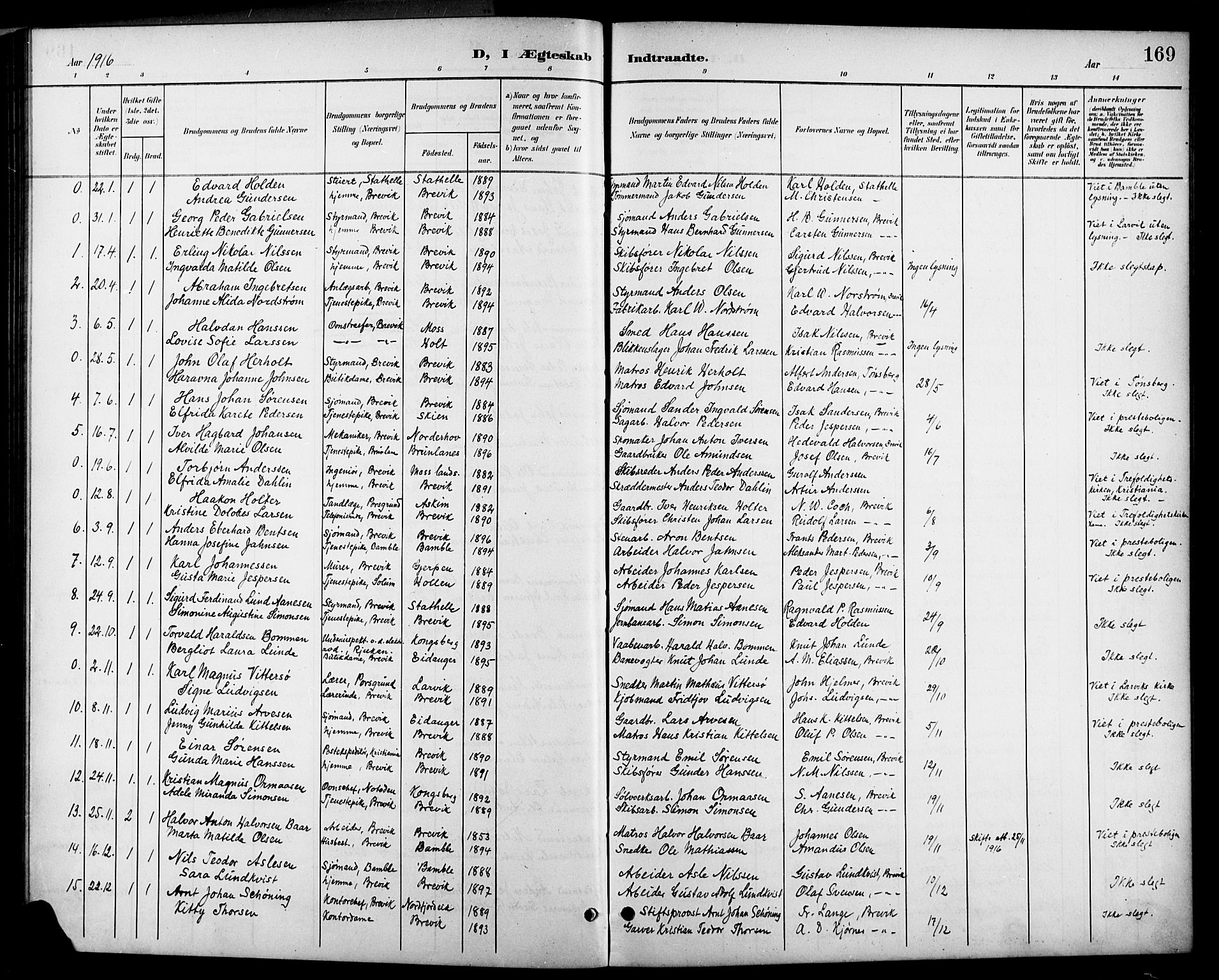 Brevik kirkebøker, SAKO/A-255/G/Ga/L0005: Parish register (copy) no. 5, 1901-1924, p. 169