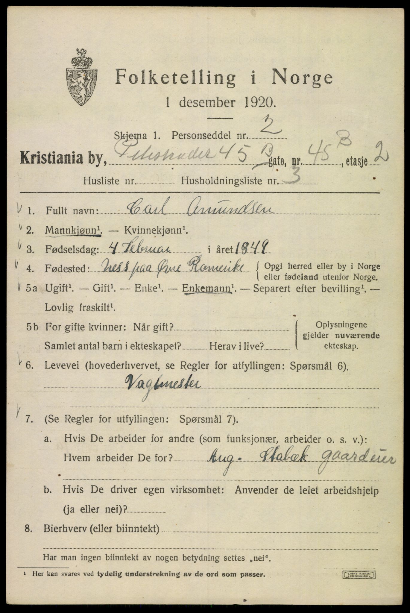 SAO, 1920 census for Kristiania, 1920, p. 449887