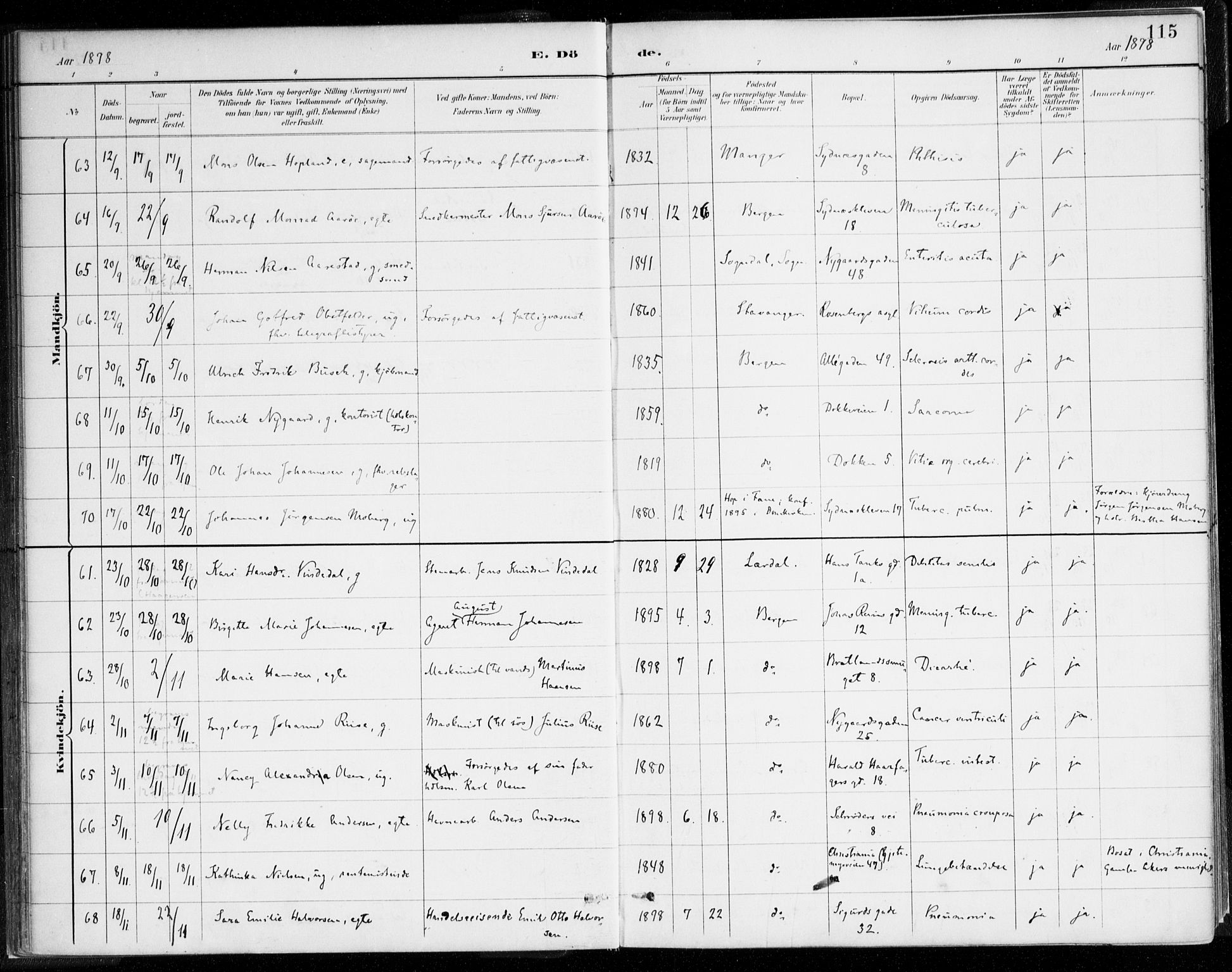 Johanneskirken sokneprestembete, AV/SAB-A-76001/H/Haa/L0019: Parish register (official) no. E 1, 1885-1915, p. 115