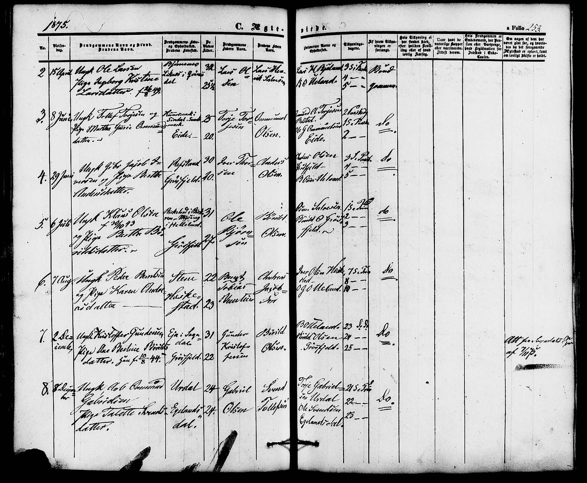 Lund sokneprestkontor, AV/SAST-A-101809/S06/L0010: Parish register (official) no. A 9, 1854-1886, p. 253