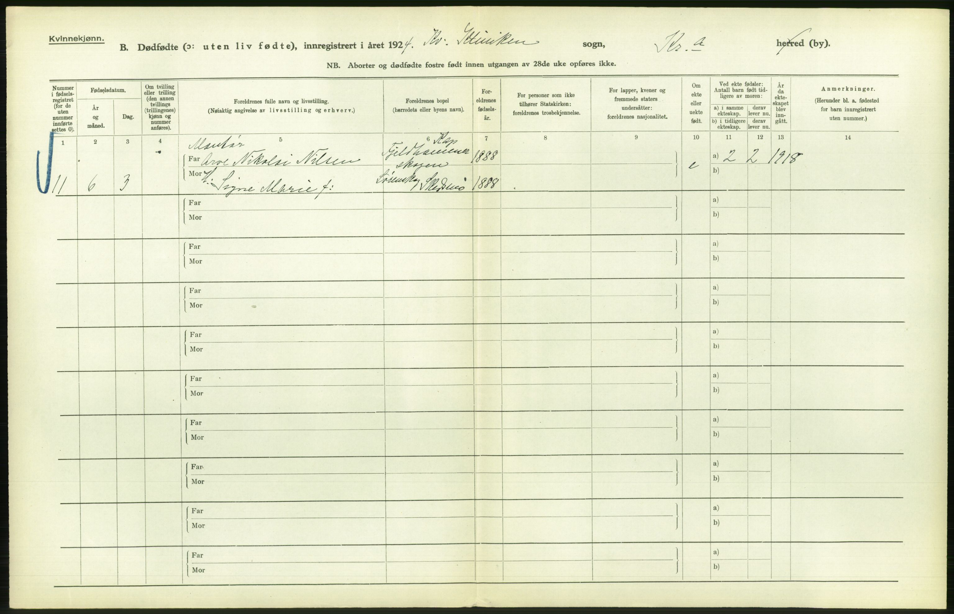 Statistisk sentralbyrå, Sosiodemografiske emner, Befolkning, AV/RA-S-2228/D/Df/Dfc/Dfcd/L0009: Kristiania: Døde kvinner, dødfødte, 1924, p. 728