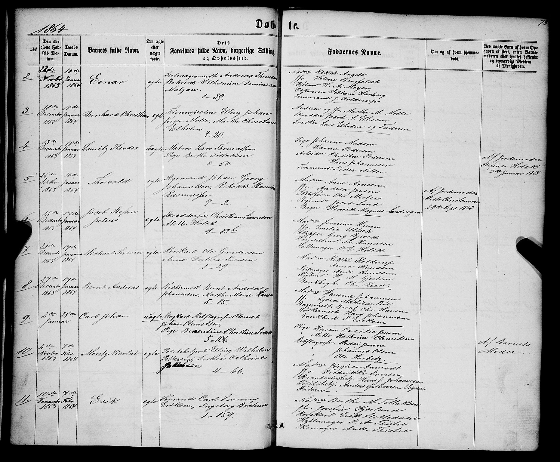 Nykirken Sokneprestembete, AV/SAB-A-77101/H/Haa/L0015: Parish register (official) no. B 2, 1858-1869, p. 73